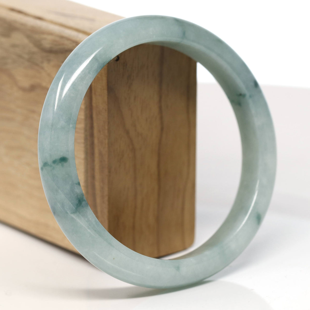 Natural Blue-Green Jadeite Jade Bangle Bracelet (63.5mm) #T610