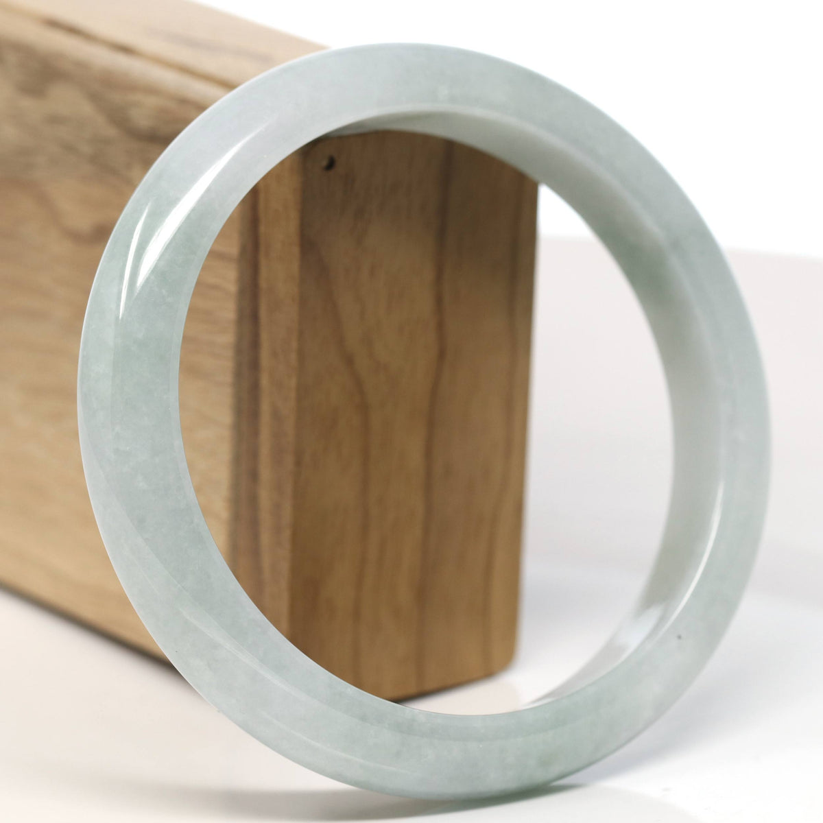 Natural Light Green Jadeite Jade Bangle Bracelet (66.3mm) #T569
