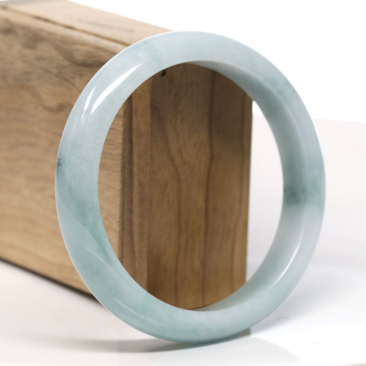™ "Classic Bangle" Genuine Jadeite Jade Lavender Green Bangle Bracelet (62.2mm)#T765