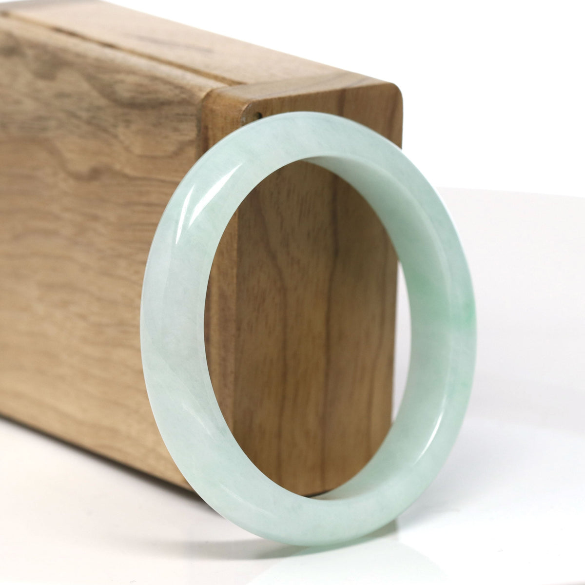 Natural Green Jadeite Jade Oval Bangle Bracelet (53.7 mm) #T819