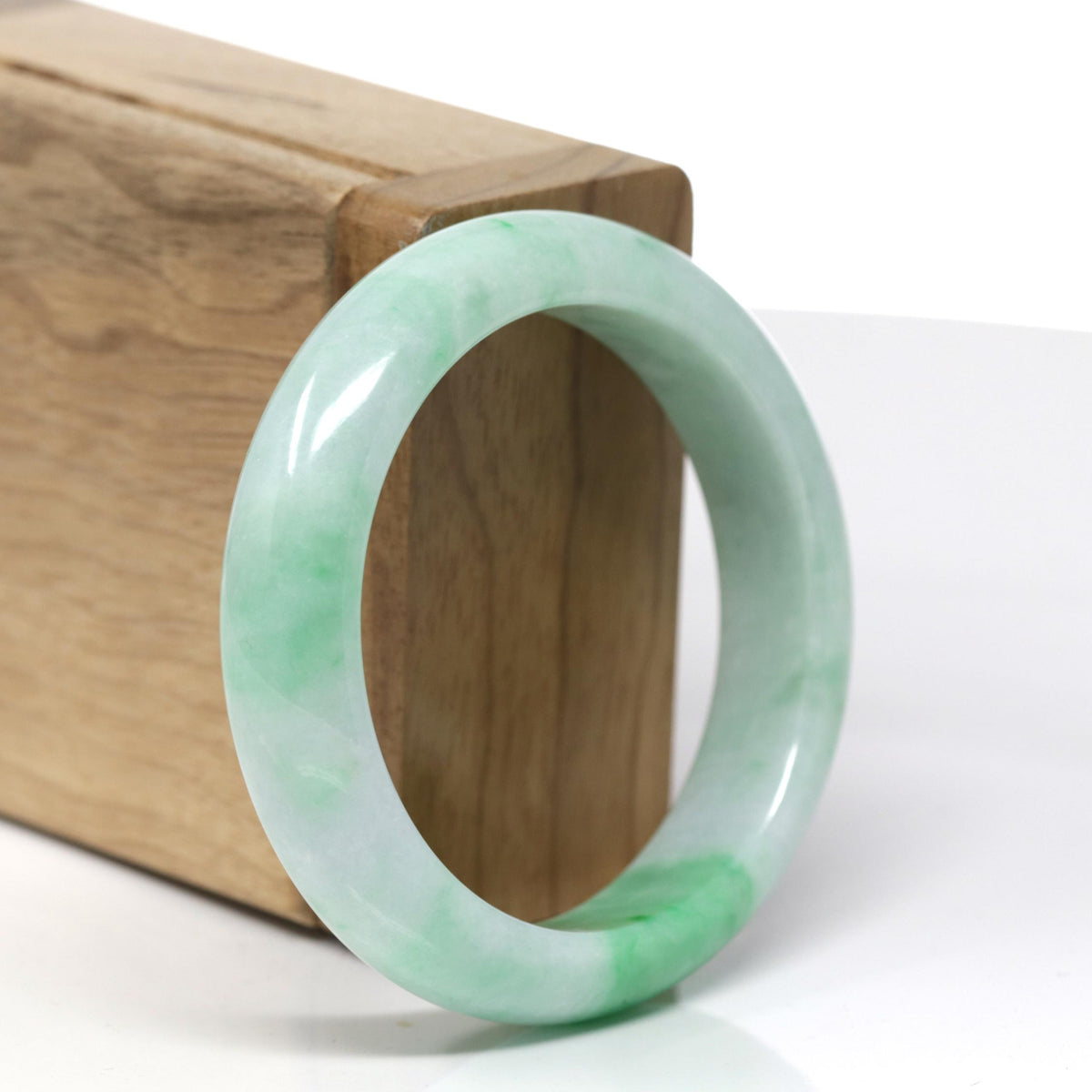 Genuine Burmese Vibrant Green Jadeite Jade Bangle Bracelet (53 mm) #236