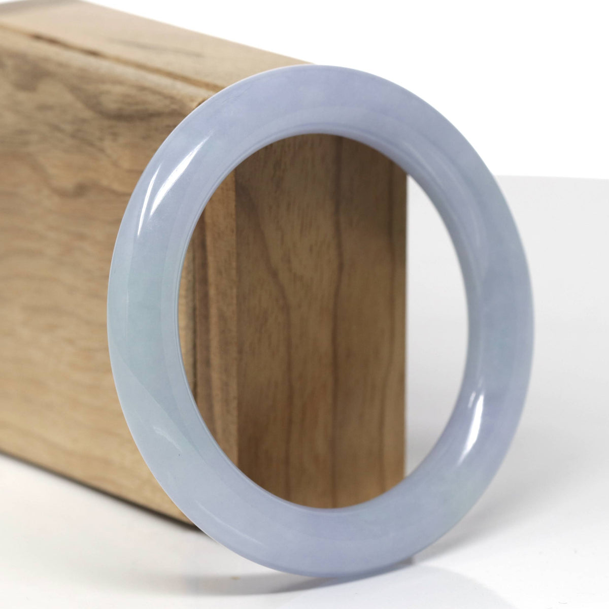 Natural Lavender & Green Jadeite Jade "Traditional Round" Bangle Bracelet (55.9mm) #TT543