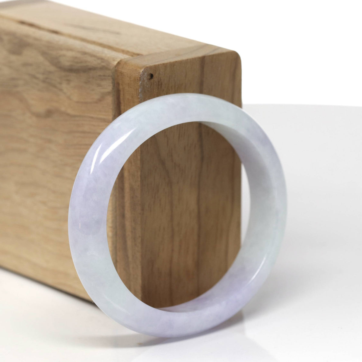 Natural Lavender & Light Green Jadeite Jade "Oval" Bangle Bracelet (53.5mm) #TT565