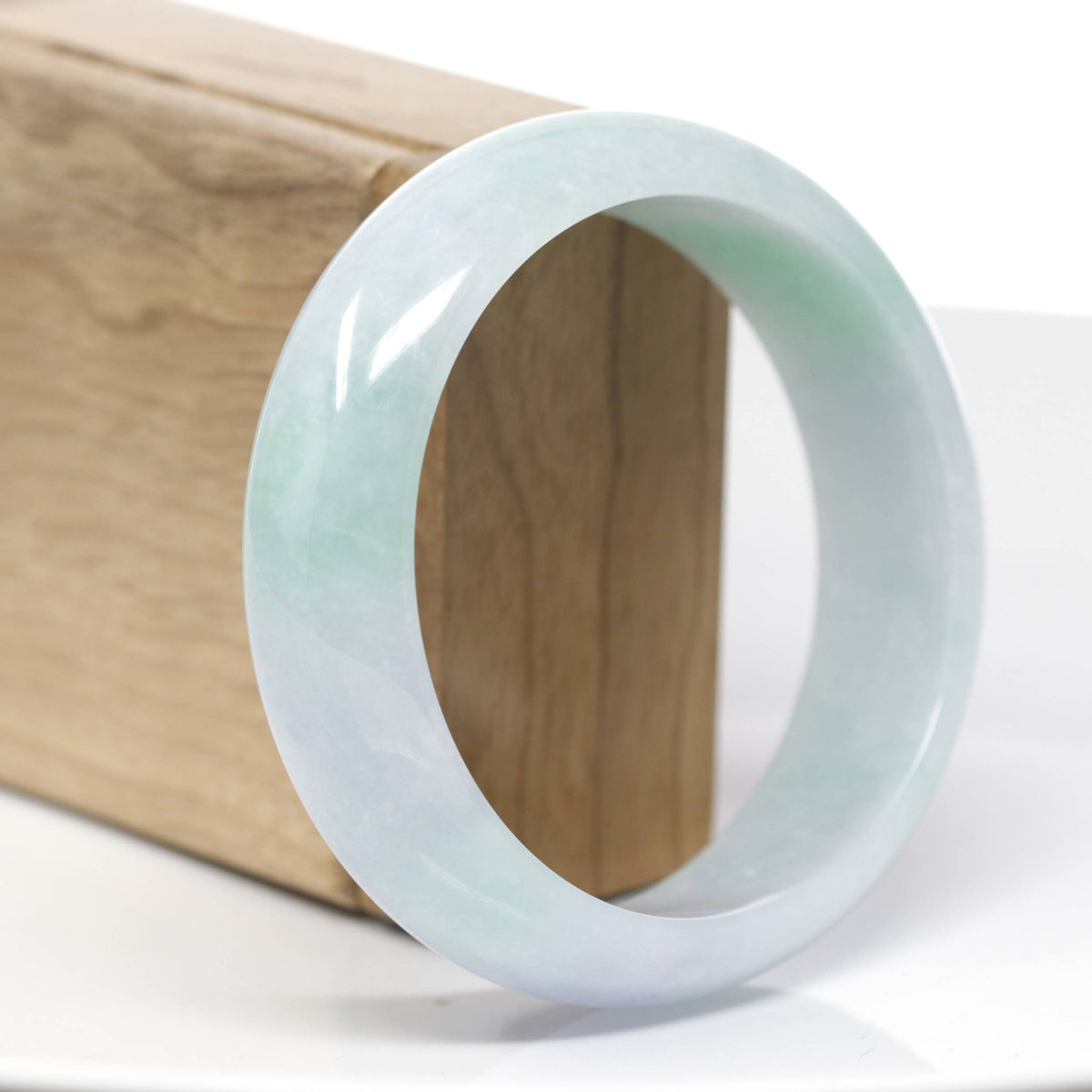 ™ "Classic Bangle" Genuine Jadeite Jade Lavender Green Bangle Bracelet (60.25mm)#925