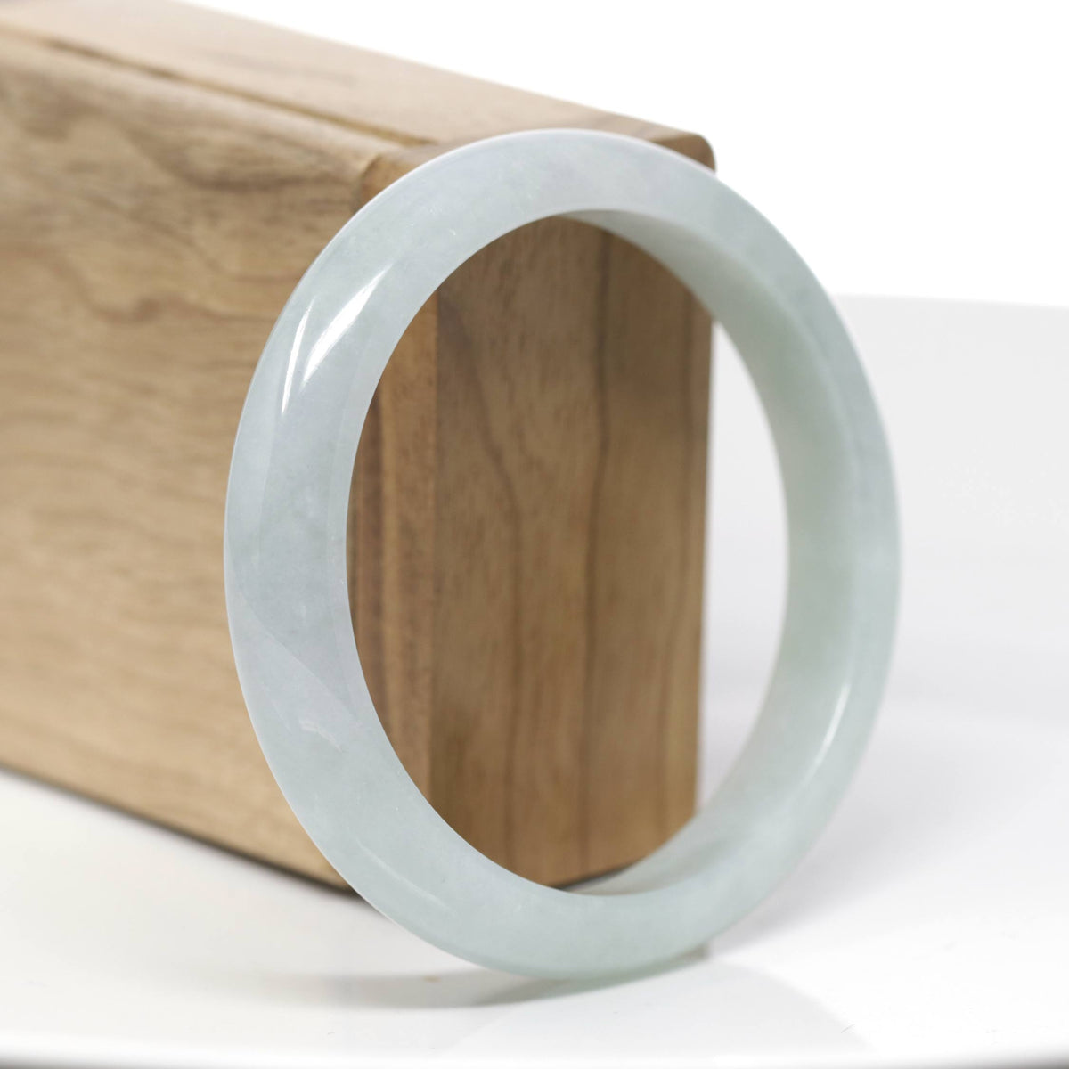 "Princess Half Round" Genuine Burmese Blue- Green Jadeite Jade Bangle Bracelet (59.07 mm) #707