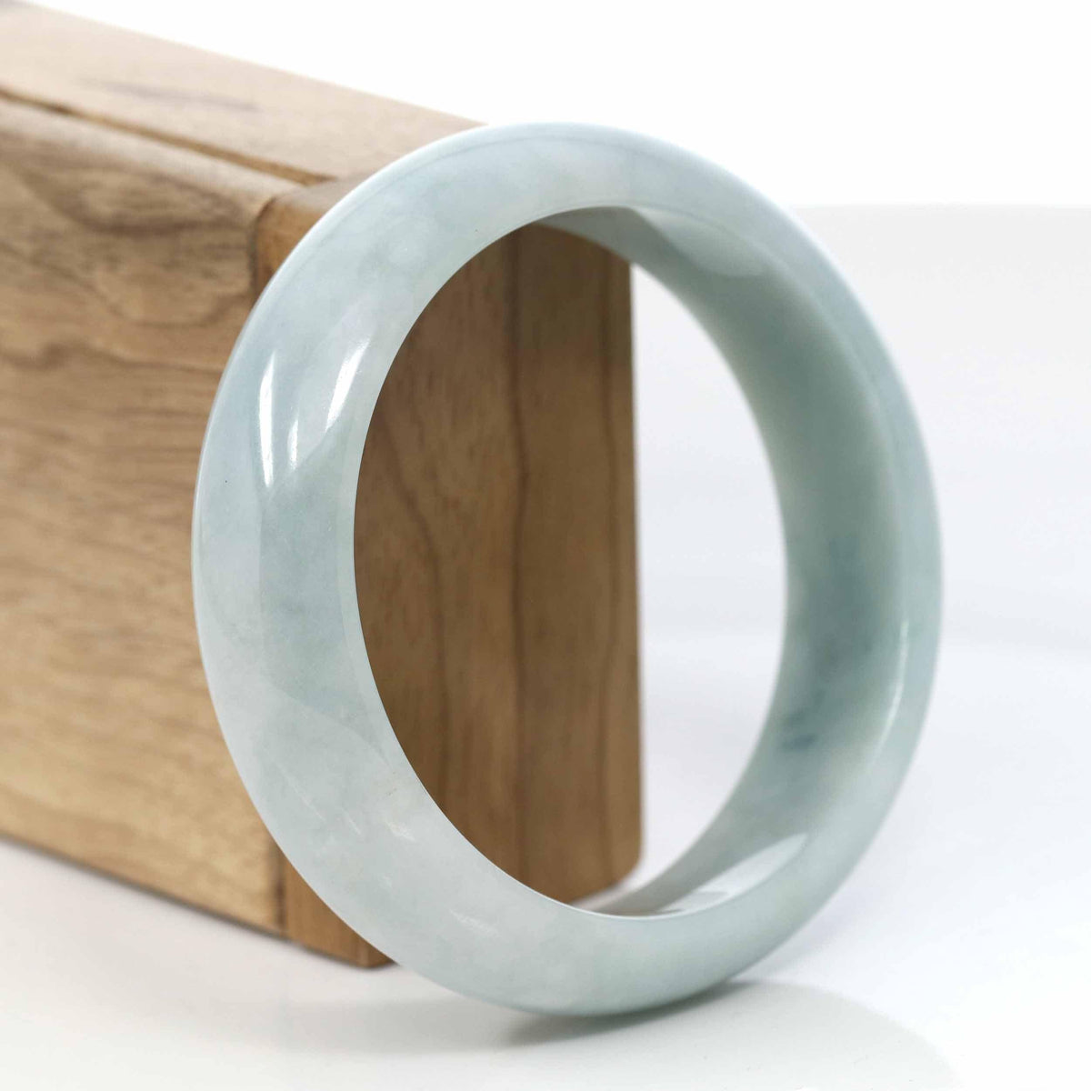 Genuine Burmese Light Blue-Green Jadeite Jade Bangle Bracelet (59.37 mm) #423