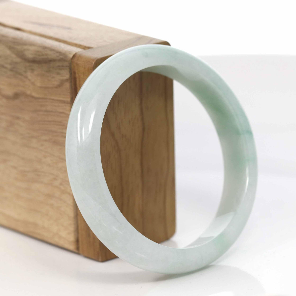 ™ "Classic Bangle" Genuine Burmese Green Jadeite Jade Bangle Bracelet (57.38mm) #413