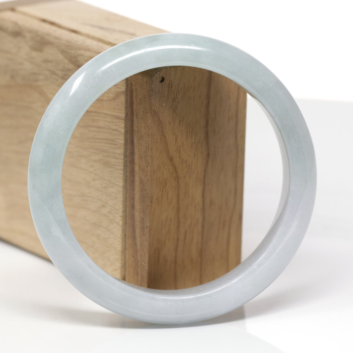 Natural Light Lavender & Green Jadeite Jade "Half Round" Bangle Bracelet (61.8mm) #TT735