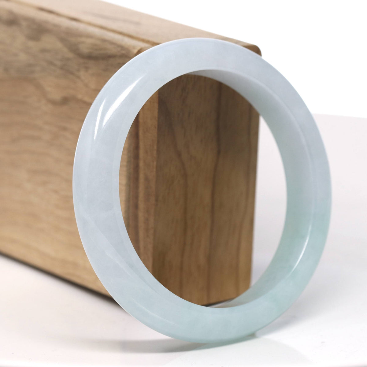 Natural Icy Light Apple Green Color Jadeite Jade Bangle Bracelet (58.5mm) #T963