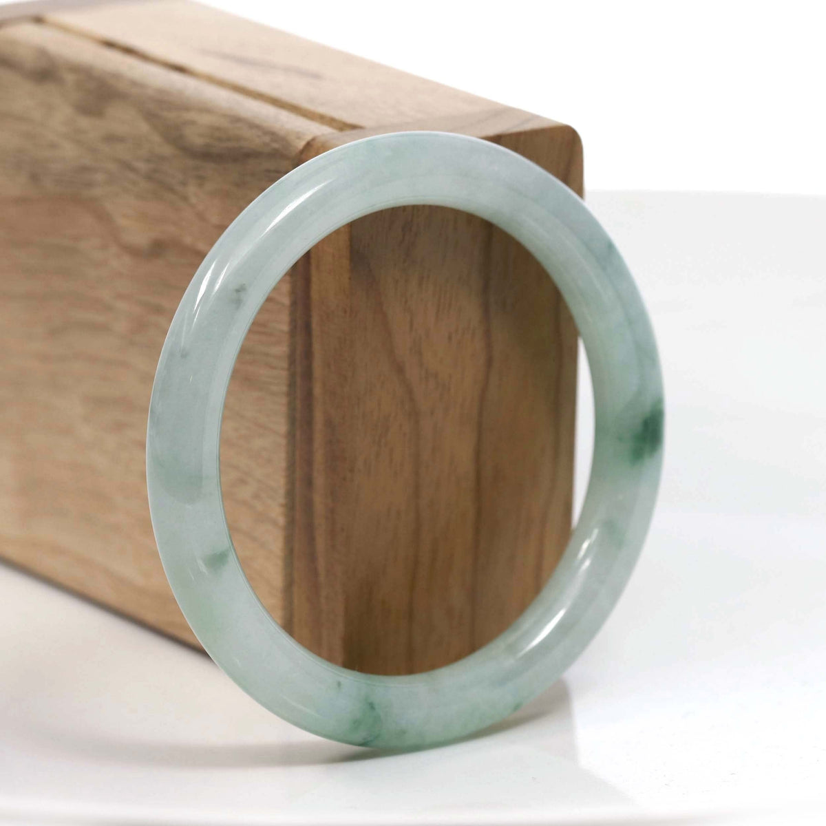 Natural Burmese Ice Blue Green Jadeite Jade Bangle Bracelet (54.76mm) #T045