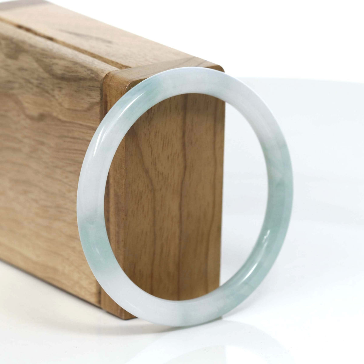 "Petite" Natural Burmese Blue-green Jadeite Jade Bangle Bracelet (53.9 mm) #T101