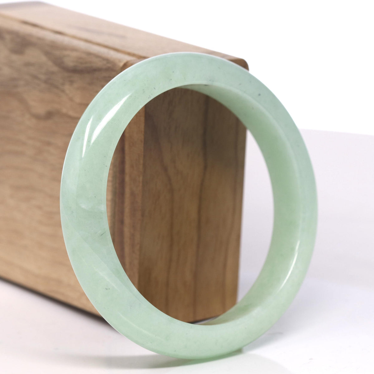 Icy Light Apple-Green W/ Wuji Jadeite Jade Bangle Bracelet (58.6mm) #TT005