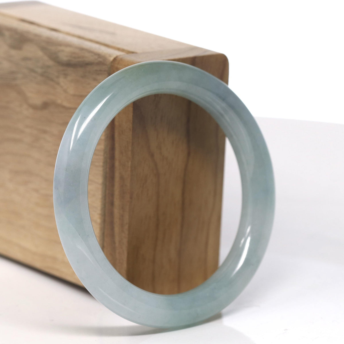 Icy Oil Green / Hazel Jadeite Jade Bangle Bracelet (53.6mm) #TT008