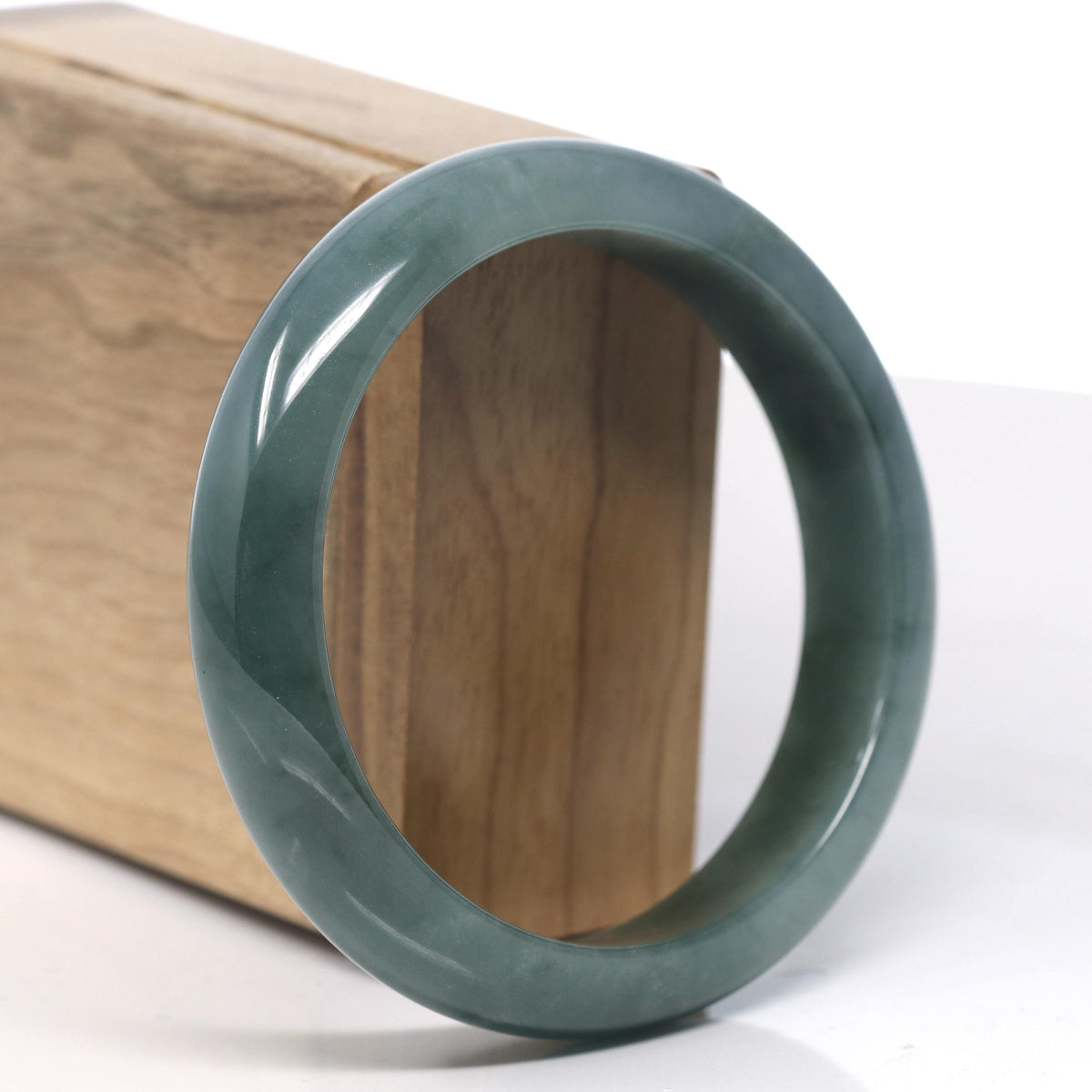 Deep Oil-Green Jade Bangle Bracelet (59.7mm) #TT012