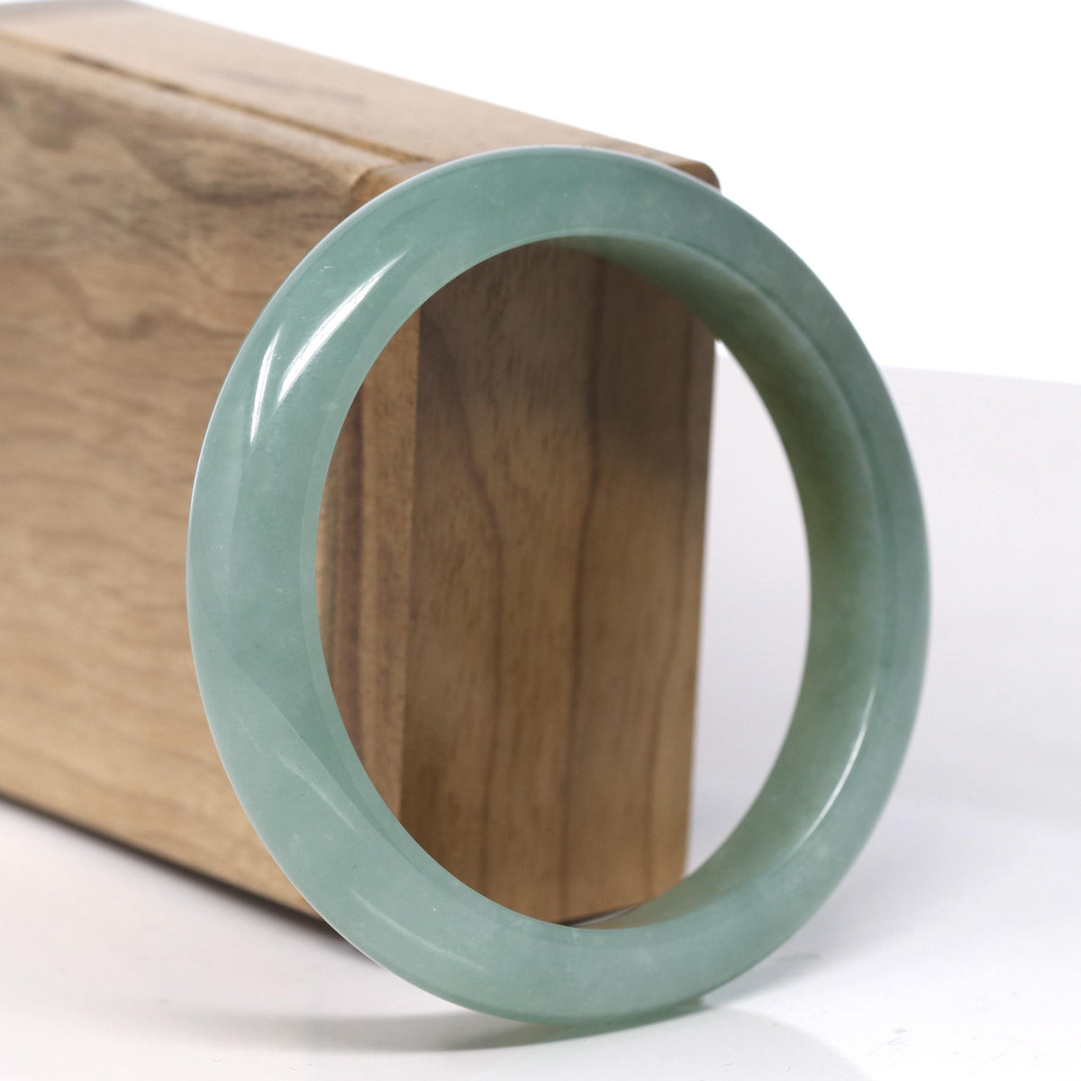 Oil Green with Hazel Jadeite Jade Bangle Bracelet (58.4mm) #TT055