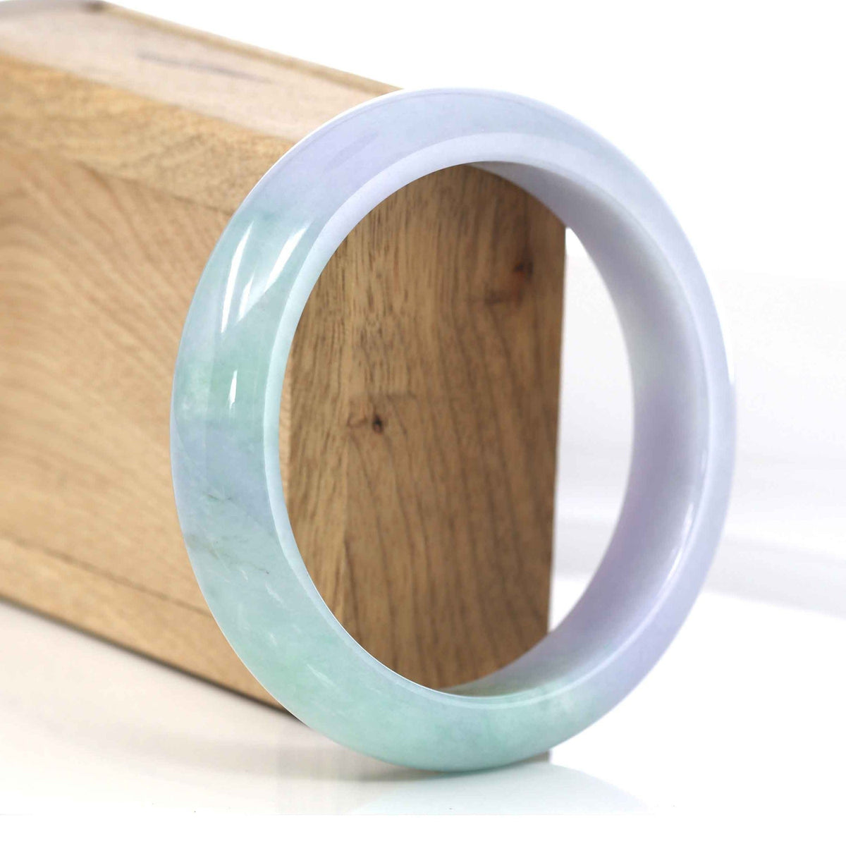 Classic Purple Green Lavender Natural Jadeite Jade Bangle ( 59.65 mm )#596