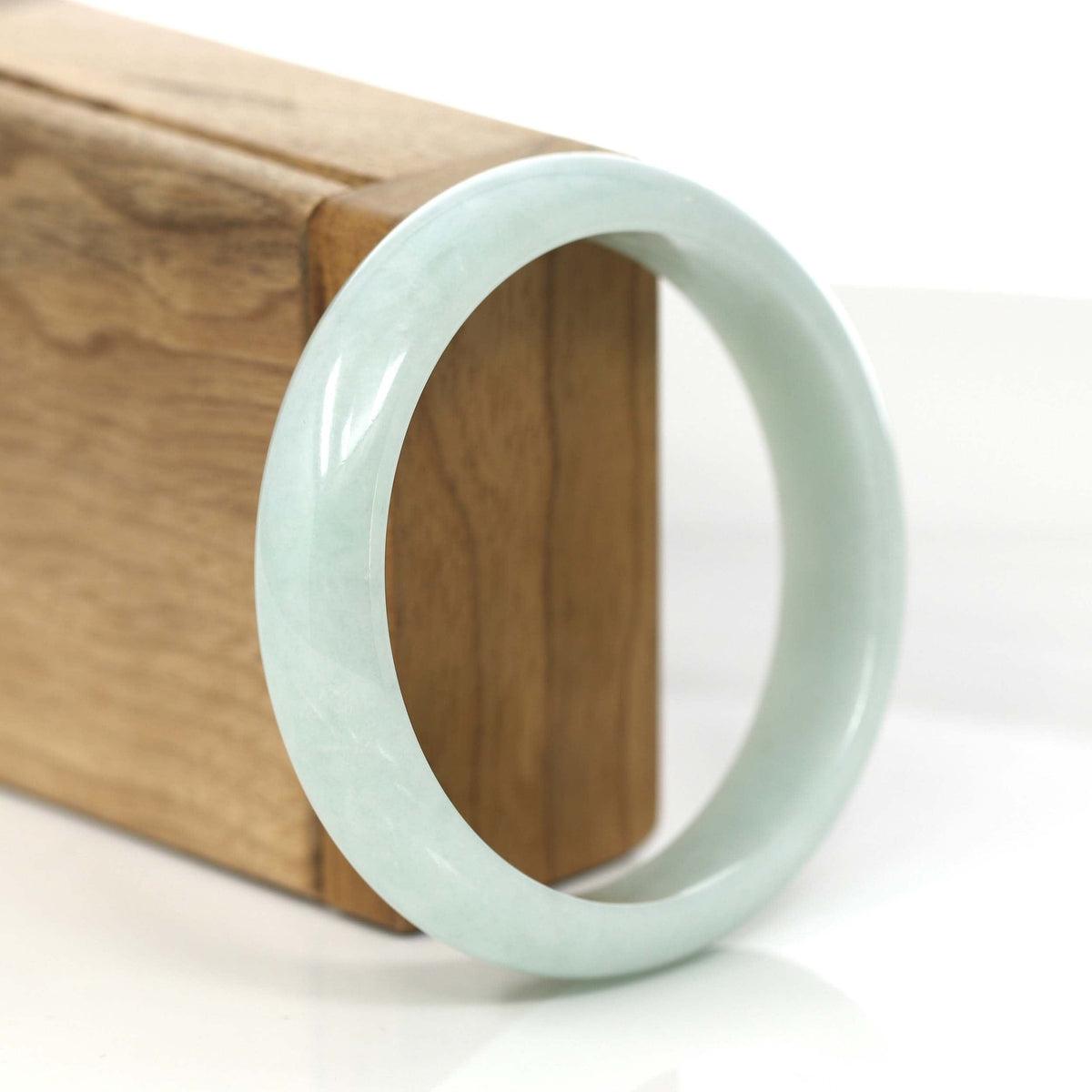 "Classic Bangle" Natural Light Green Burmese Jadeite Jade Bangle (59.2mm) #787