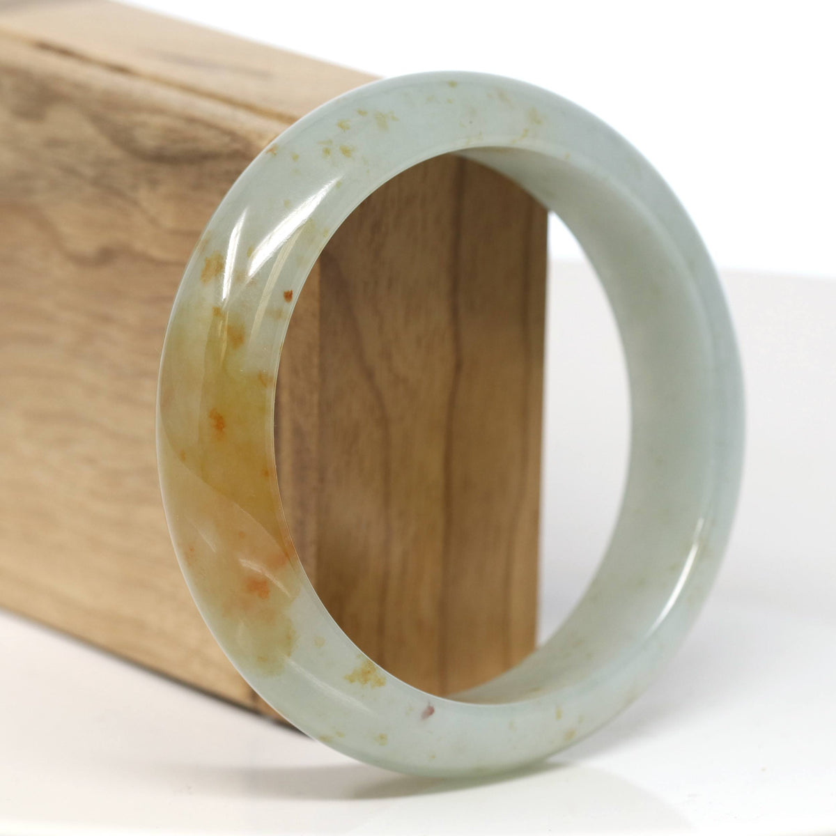 "Half Round" Red Jadeite Jade Bangle Bracelet (60.58mm) #T529