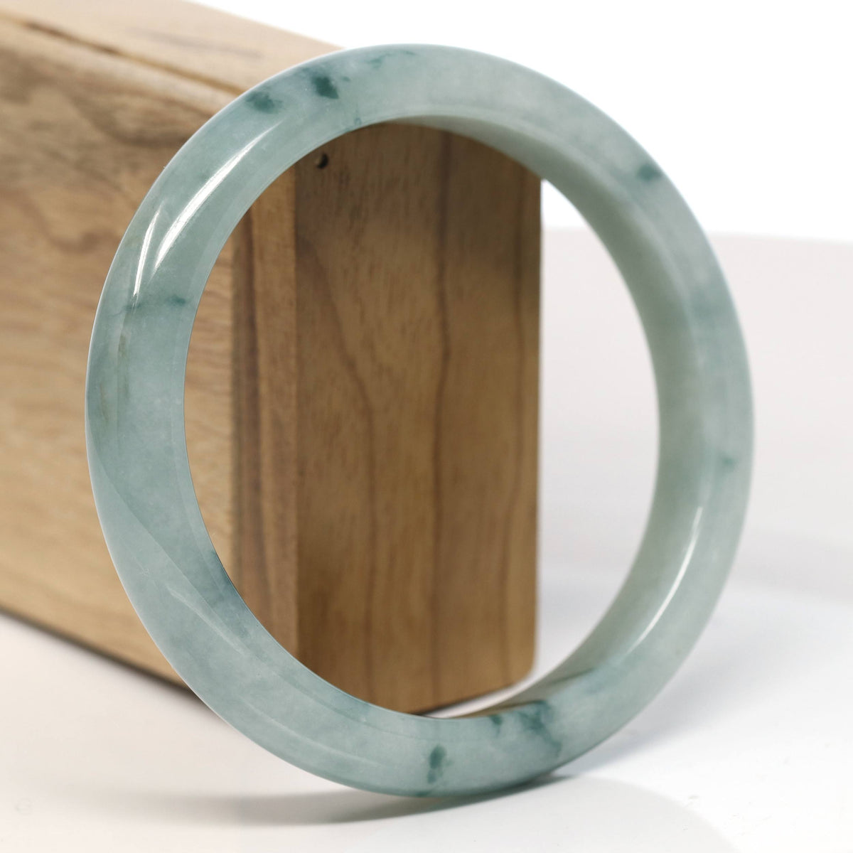 Natural Blue-Green Jadeite Jade Bangle Bracelet (63.5mm) #T610