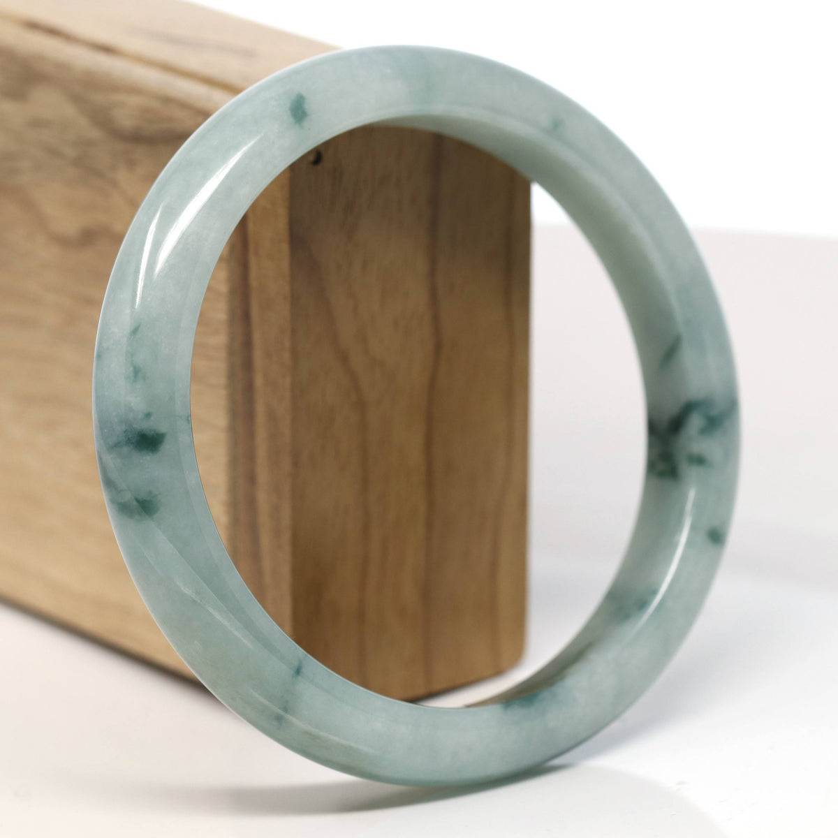 Natural Blue-Green Jadeite Jade Bangle Bracelet (63.5mm) #T610