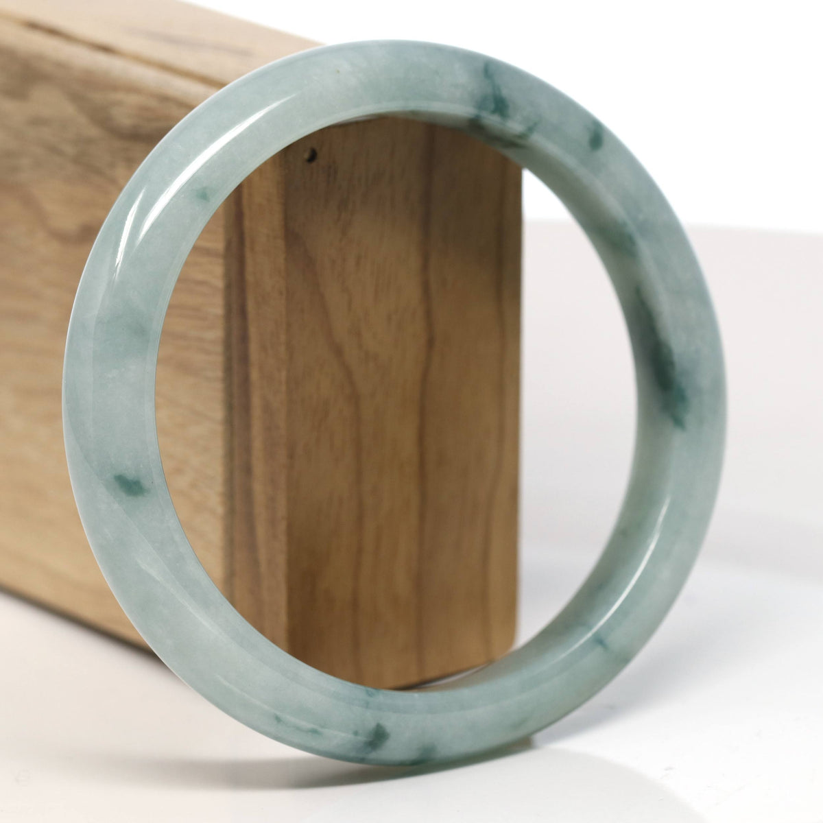 Natural Blue-Green Jadeite Jade Bangle Bracelet (63.5mm) #T610