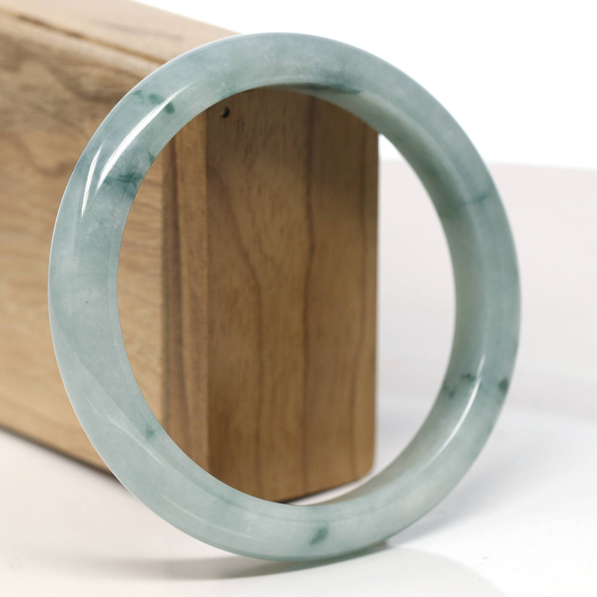 Natural Blue-Green Jadeite Jade Bangle Bracelet (63.5mm) #T610