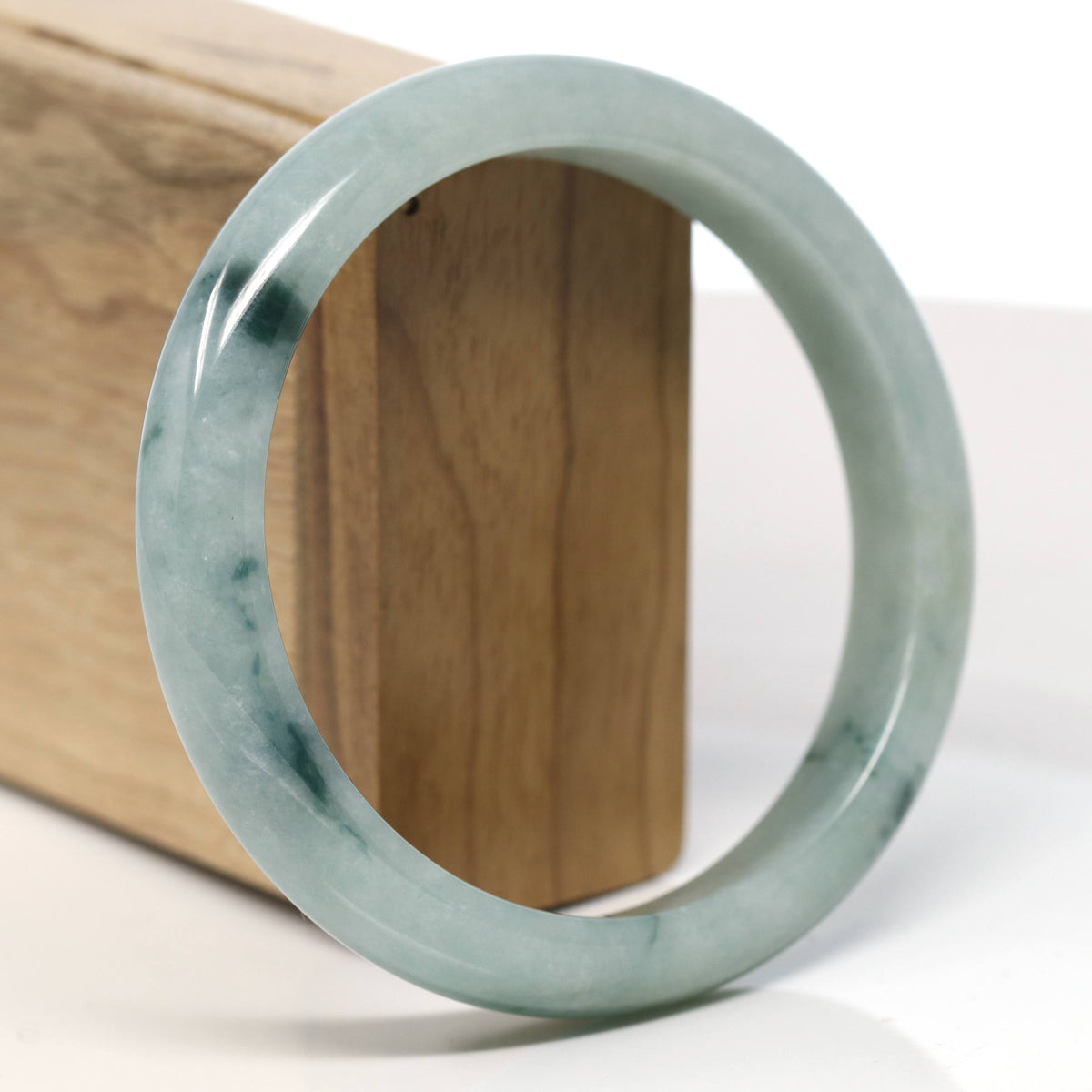 Natural Blue-Green Jadeite Jade Bangle Bracelet (63.5mm) #T610