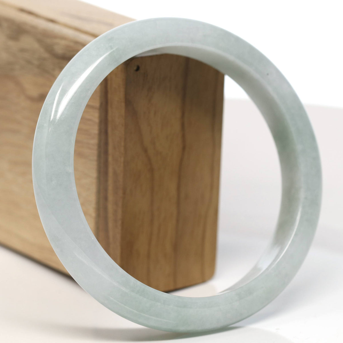 Natural Light Green Jadeite Jade Bangle Bracelet (66.3mm) #T569
