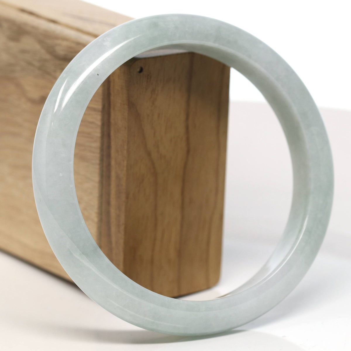 Natural Light Green Jadeite Jade Bangle Bracelet (66.3mm) #T569