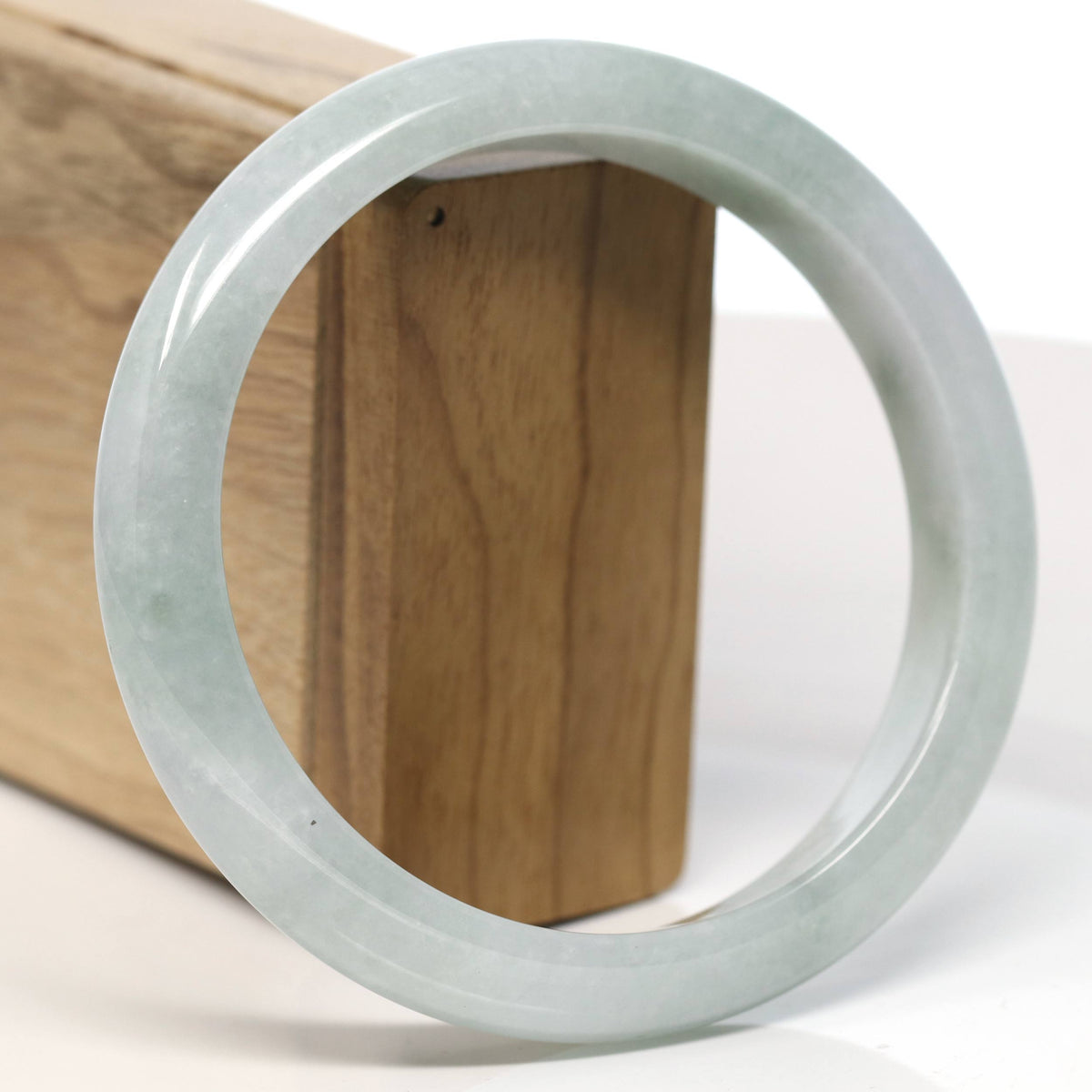 Natural Light Green Jadeite Jade Bangle Bracelet (66.3mm) #T569
