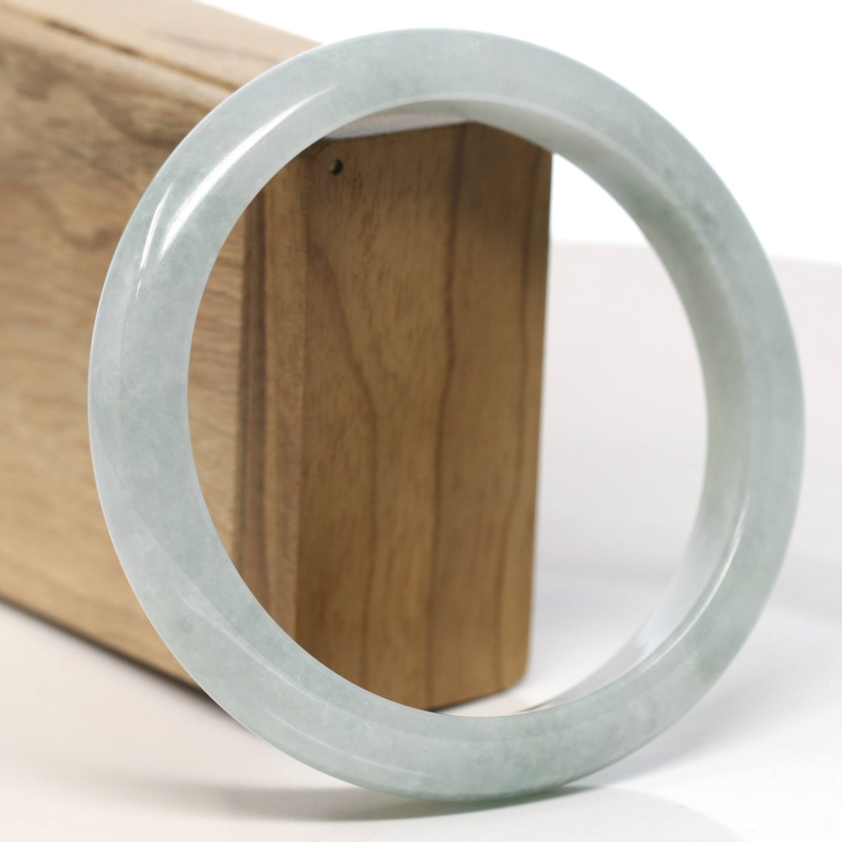 Natural Light Green Jadeite Jade Bangle Bracelet (66.3mm) #T569