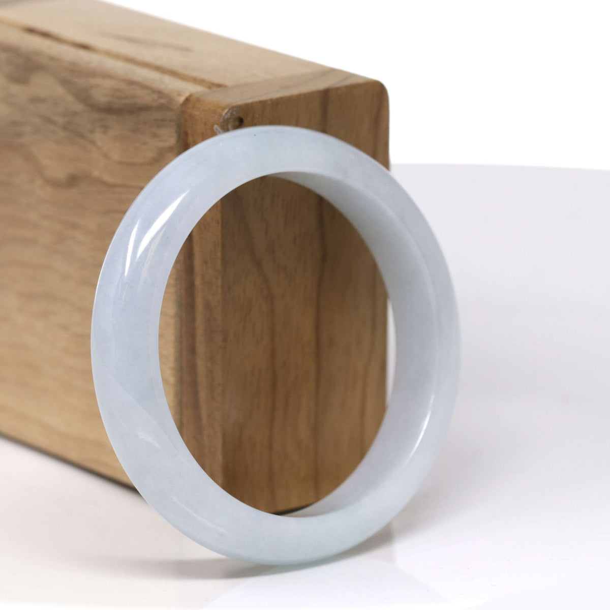Natural Light Lavender Jadeite Jade "Half Round" Bangle Bracelet (52.4mm) #TT398