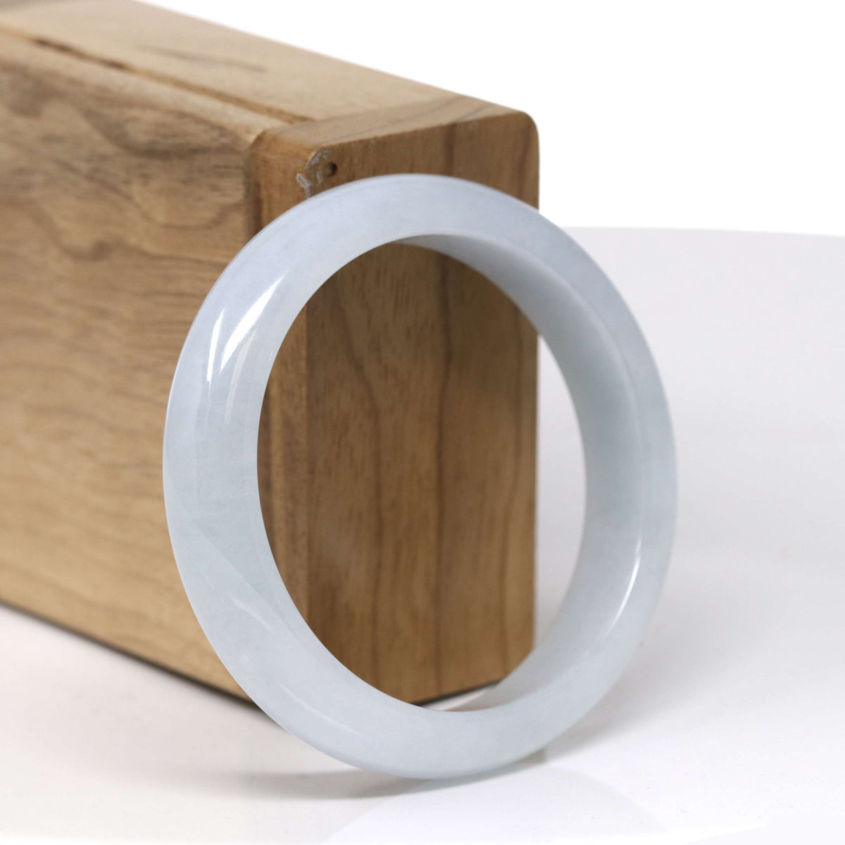 Natural Light Lavender Jadeite Jade "Half Round" Bangle Bracelet (52.4mm) #TT398