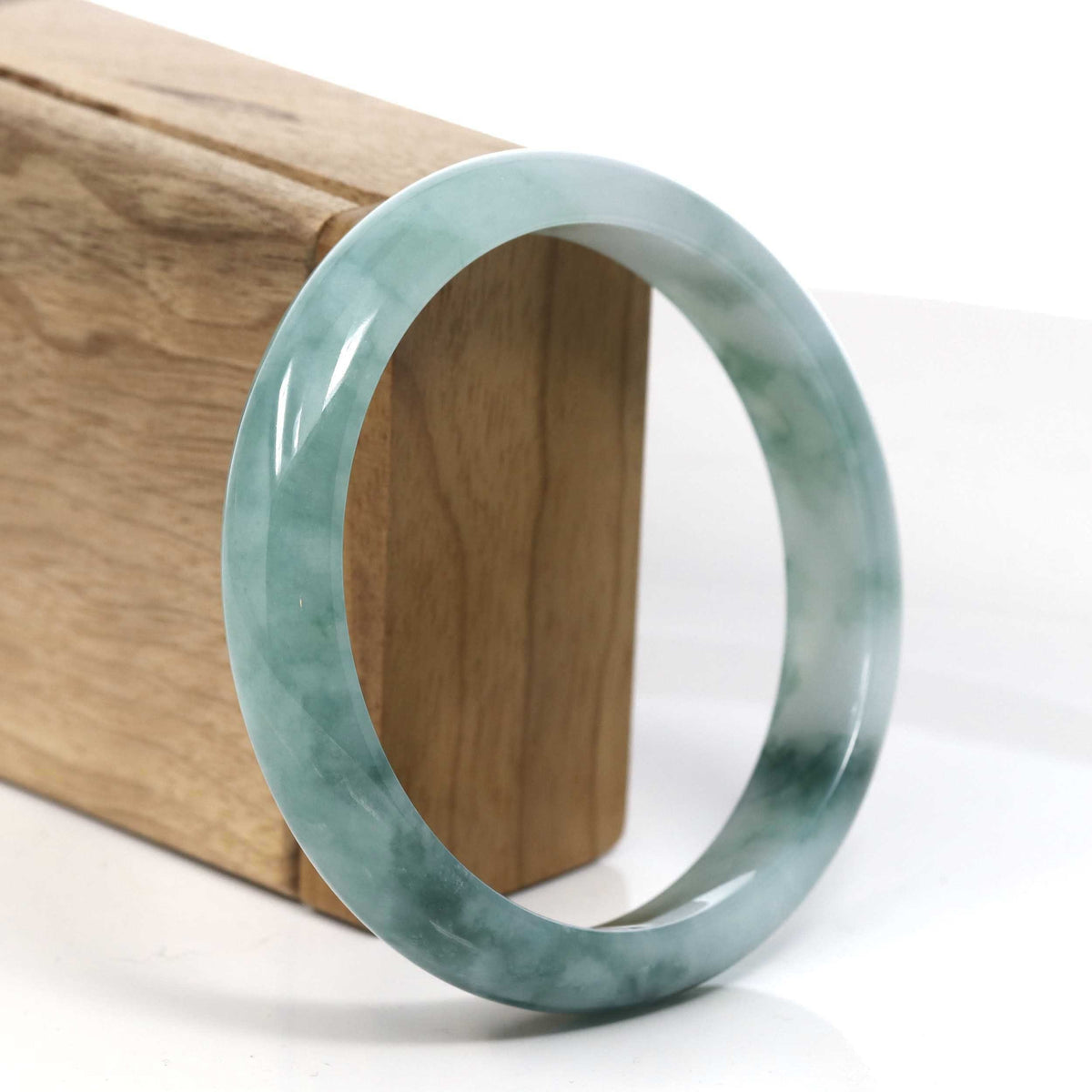 Blue Green Classic Real Jadeite Jade Bangle Bracelet (63.30mm) #385