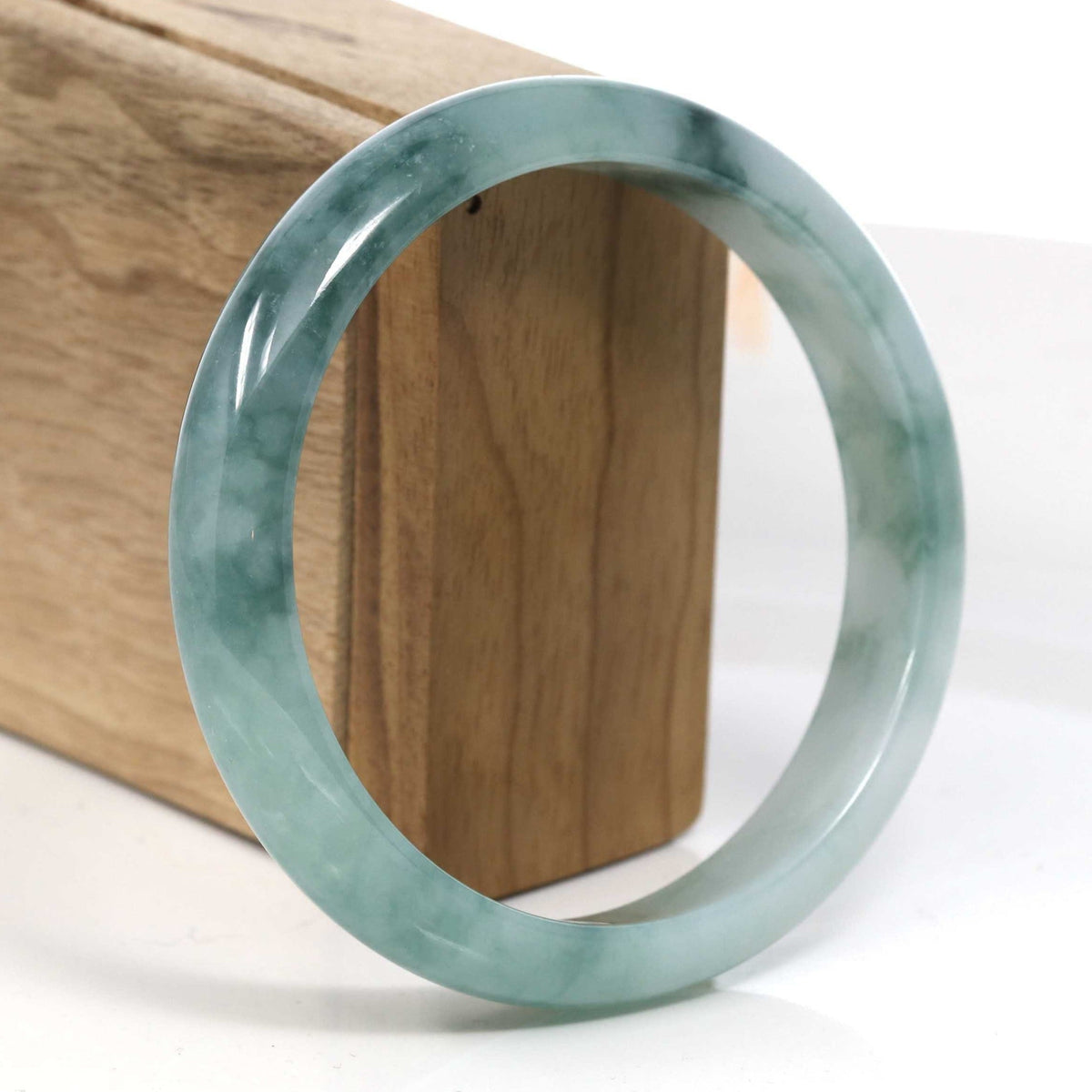 Blue Green Classic Real Jadeite Jade Bangle Bracelet (63.30mm) #385