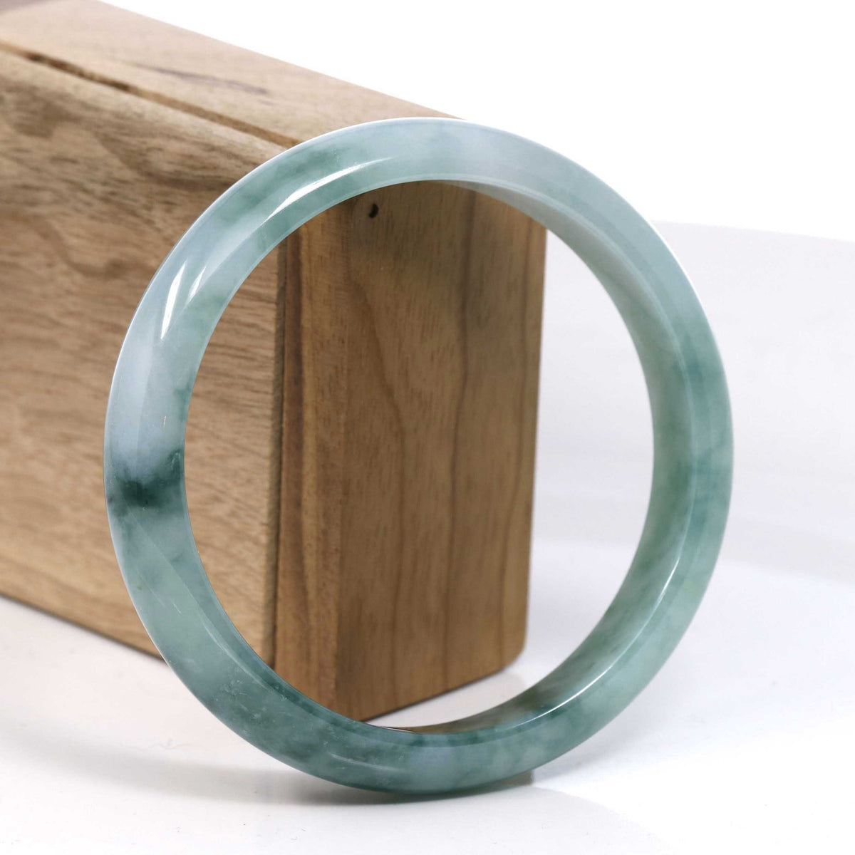 Blue Green Classic Real Jadeite Jade Bangle Bracelet (63.30mm) #385