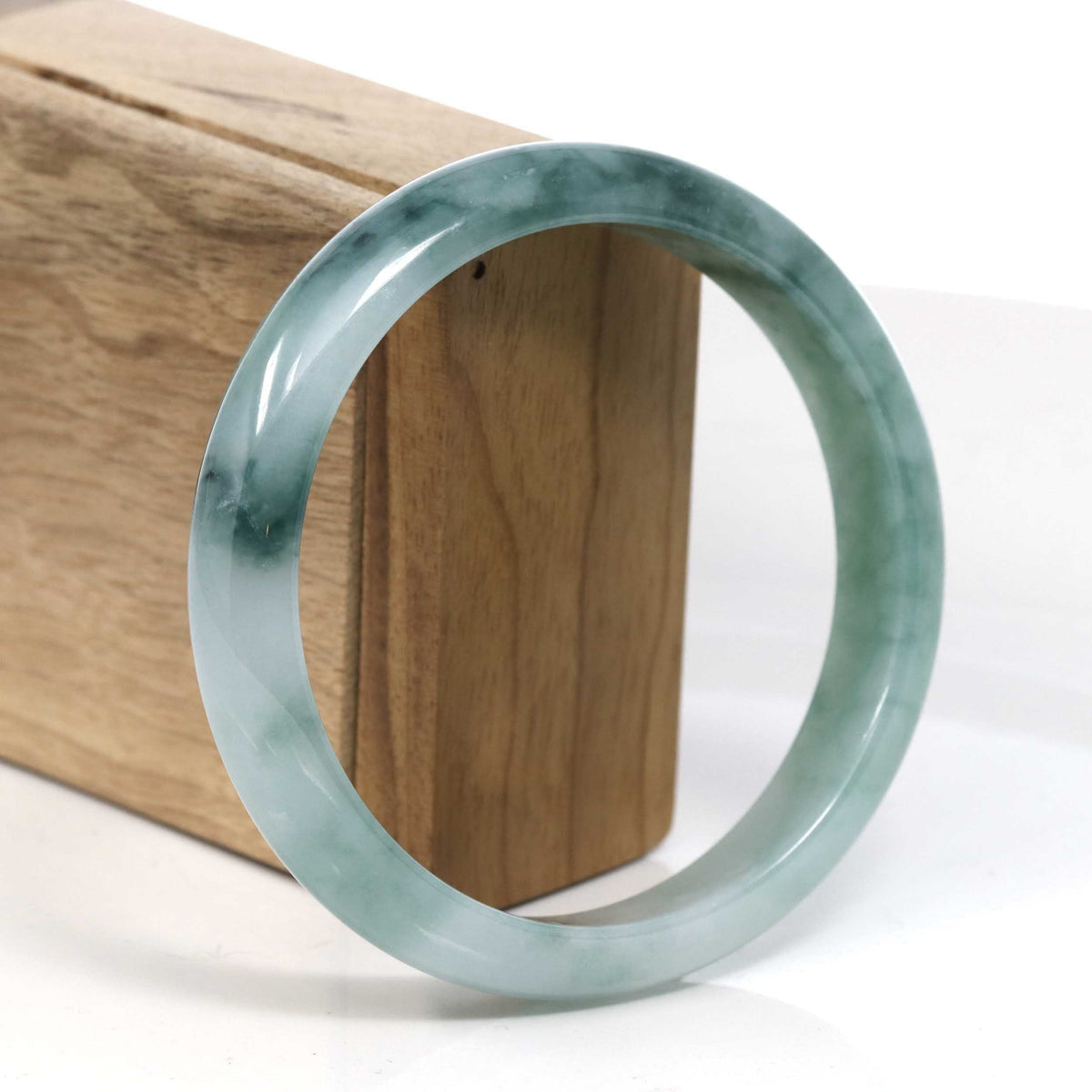 Blue Green Classic Real Jadeite Jade Bangle Bracelet (63.30mm) #385