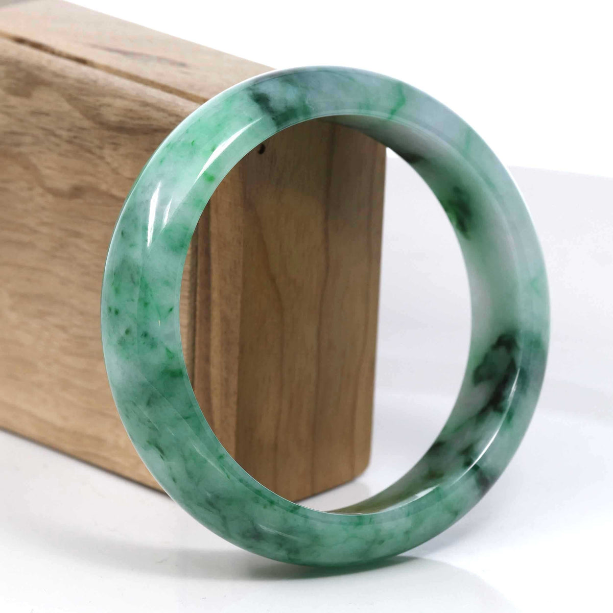 Green Classic Real Jadeite Jade Bangle Bracelet (63.61mm) #389