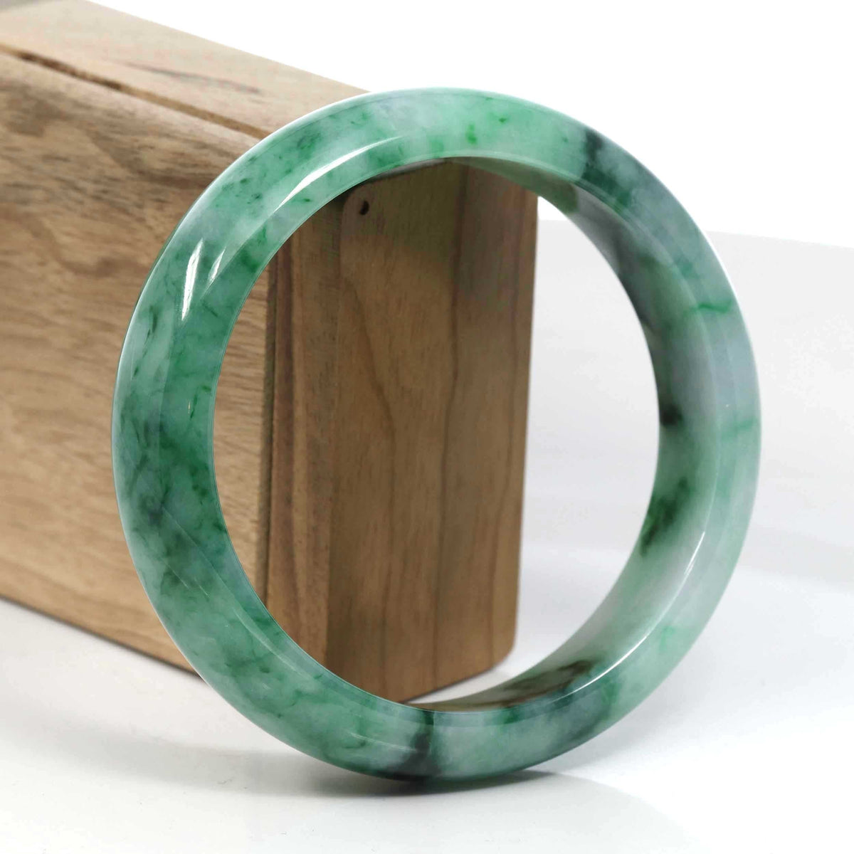 Green Classic Real Jadeite Jade Bangle Bracelet (63.61mm) #389