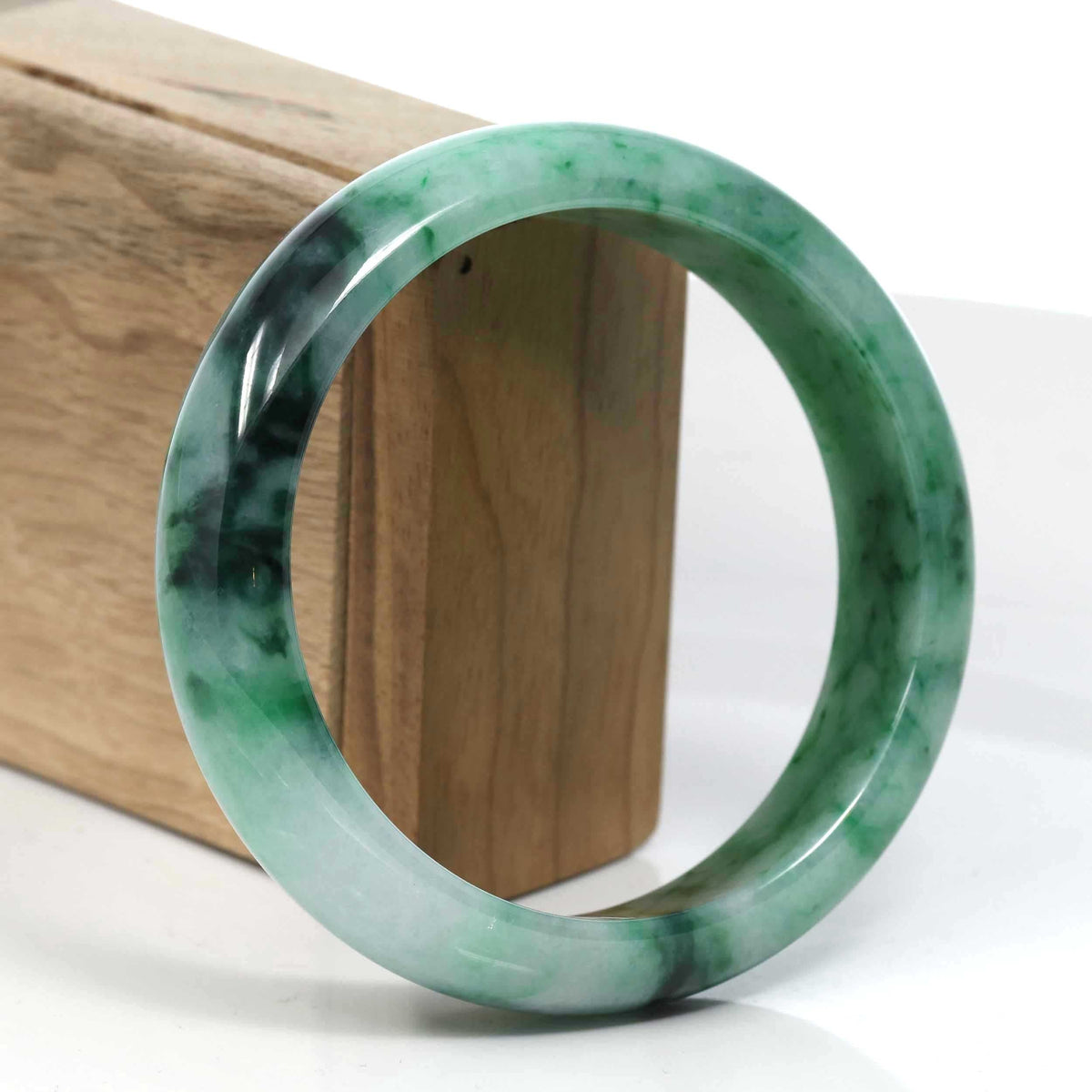 Green Classic Real Jadeite Jade Bangle Bracelet (63.61mm) #389