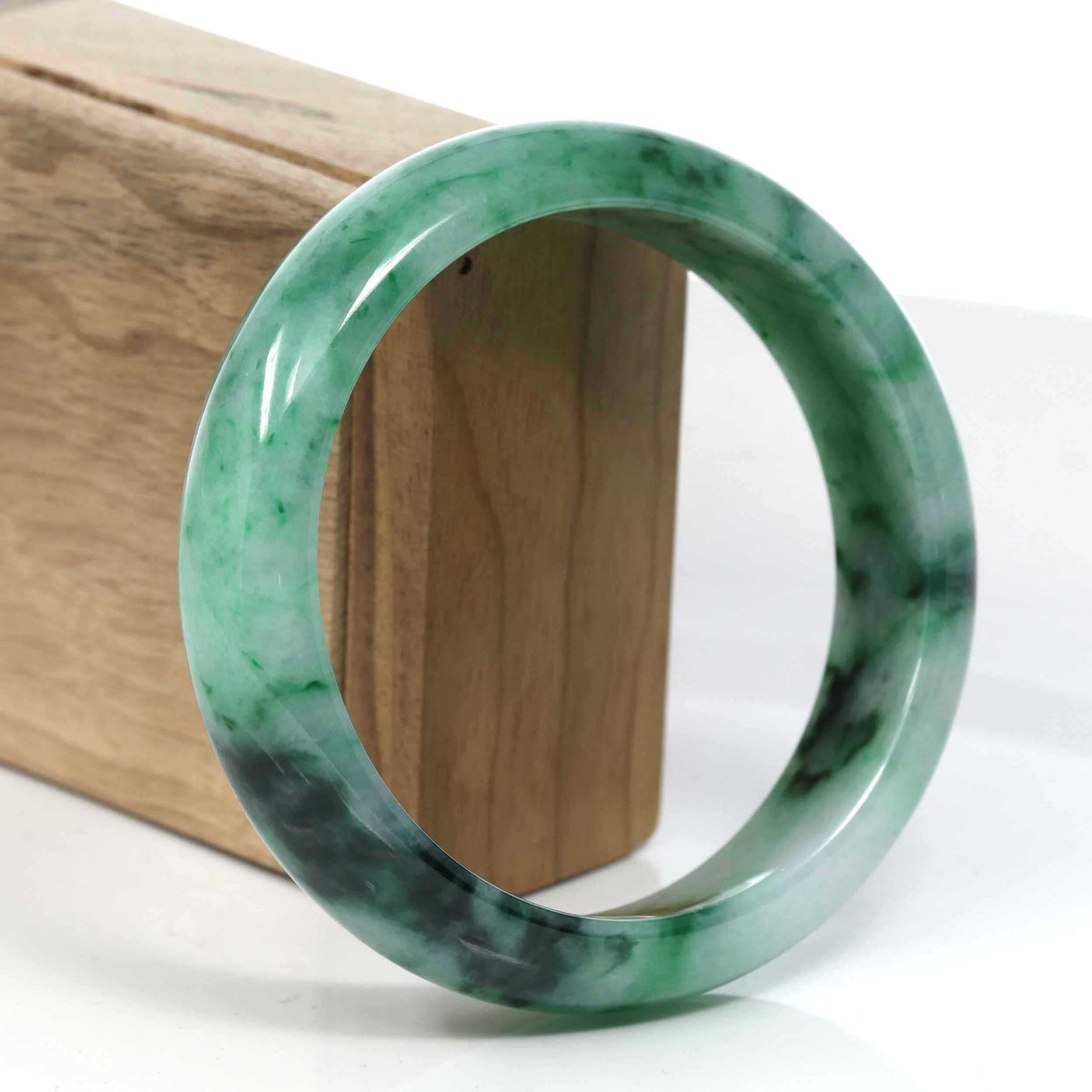 Green Classic Real Jadeite Jade Bangle Bracelet (63.61mm) #389