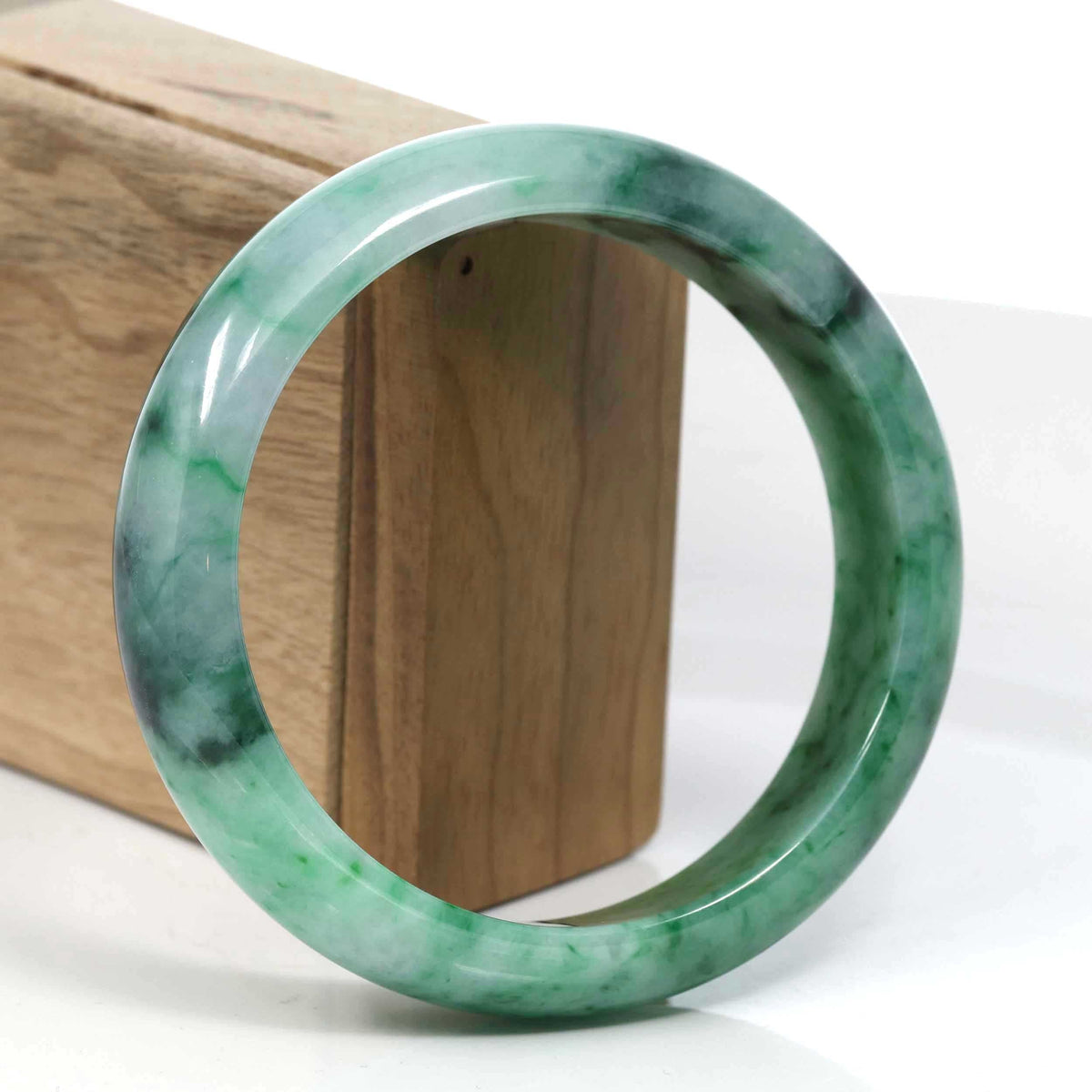 Green Classic Real Jadeite Jade Bangle Bracelet (63.61mm) #389