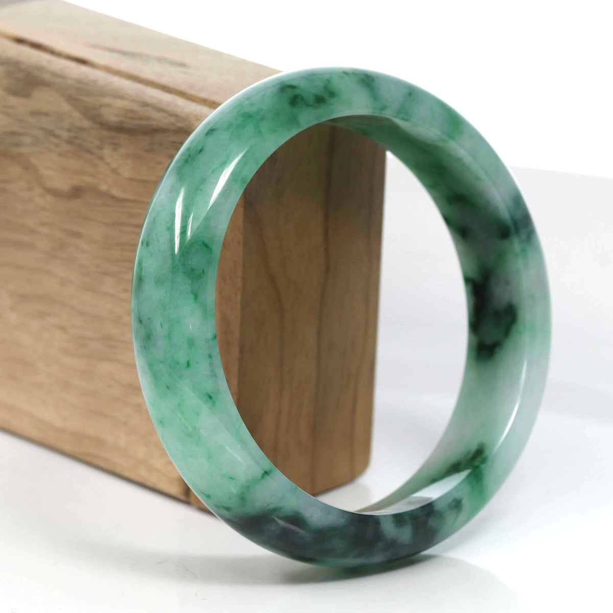 Green Classic Real Jadeite Jade Bangle Bracelet (63.61mm) #389