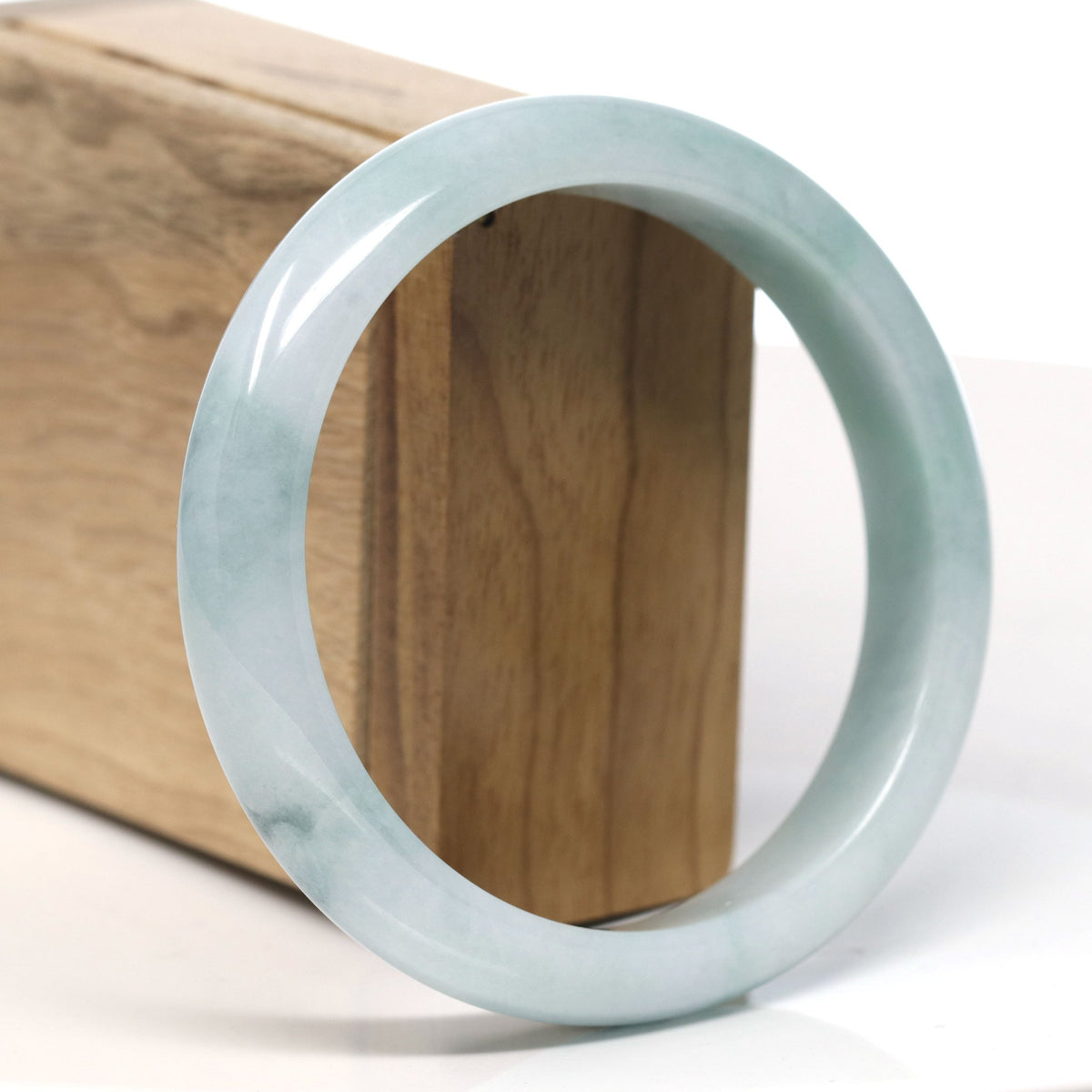 ™ "Classic Bangle" Genuine Jadeite Jade Lavender Green Bangle Bracelet (62.2mm)#T765