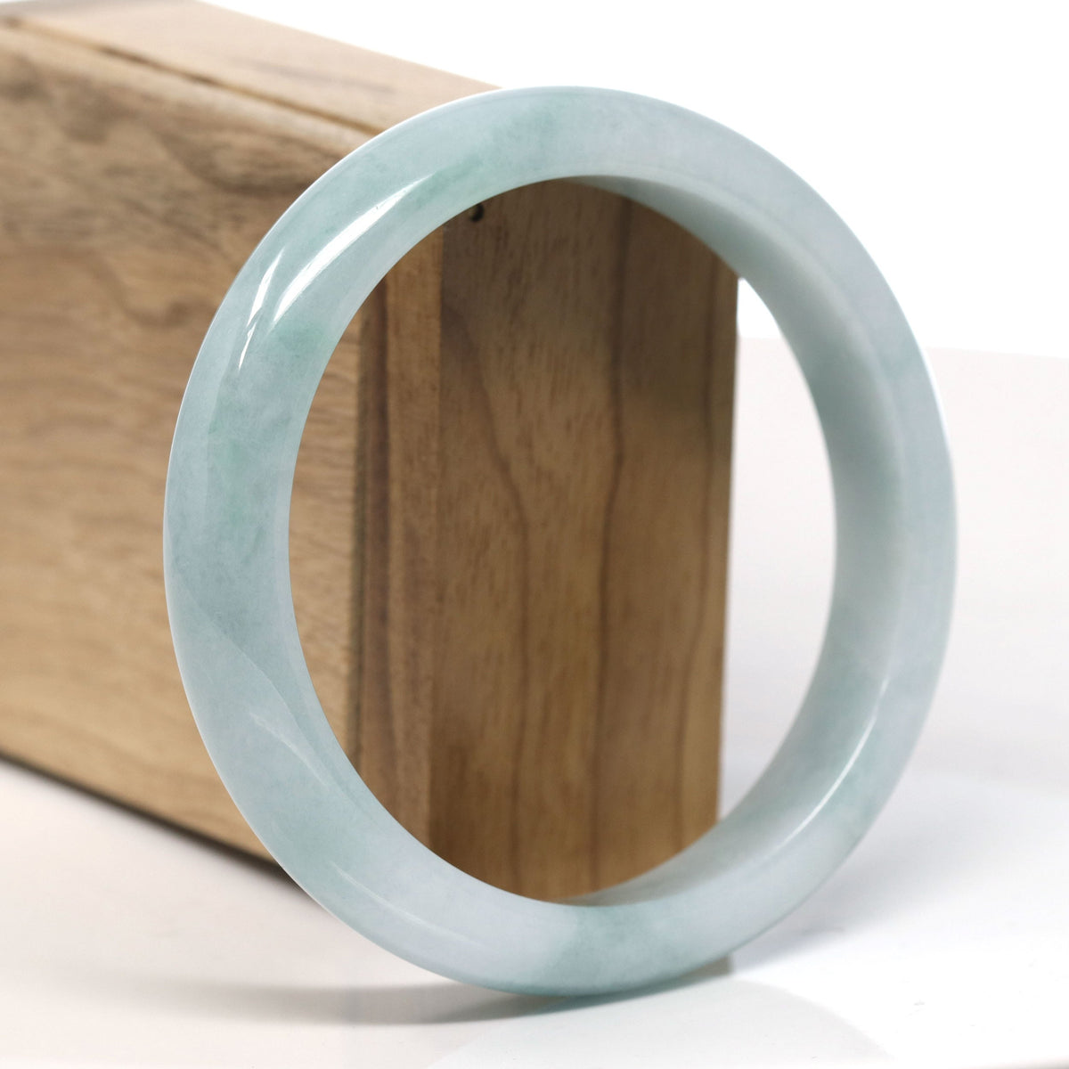 ™ "Classic Bangle" Genuine Jadeite Jade Lavender Green Bangle Bracelet (62.2mm)#T765