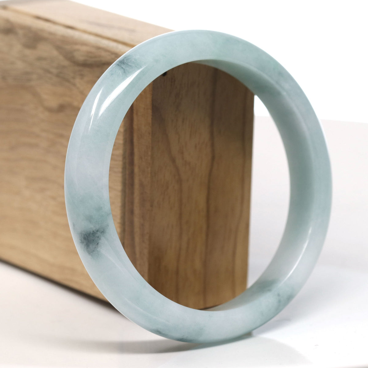 ™ "Classic Bangle" Genuine Jadeite Jade Lavender Green Bangle Bracelet (62.2mm)#T765