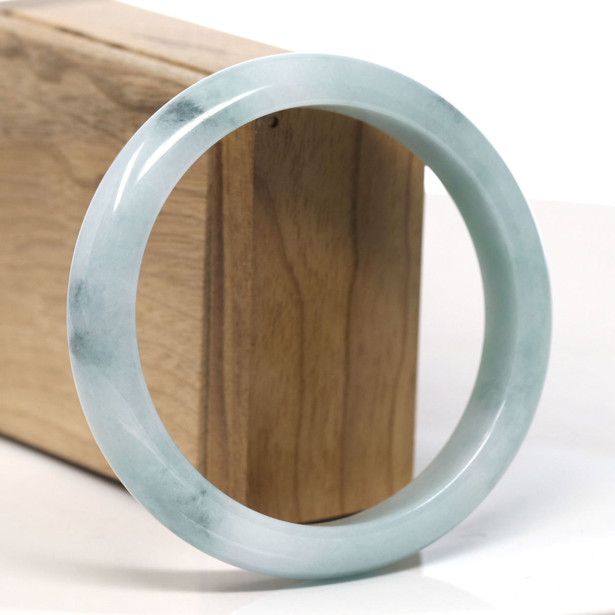 ™ "Classic Bangle" Genuine Jadeite Jade Lavender Green Bangle Bracelet (62.2mm)#T765