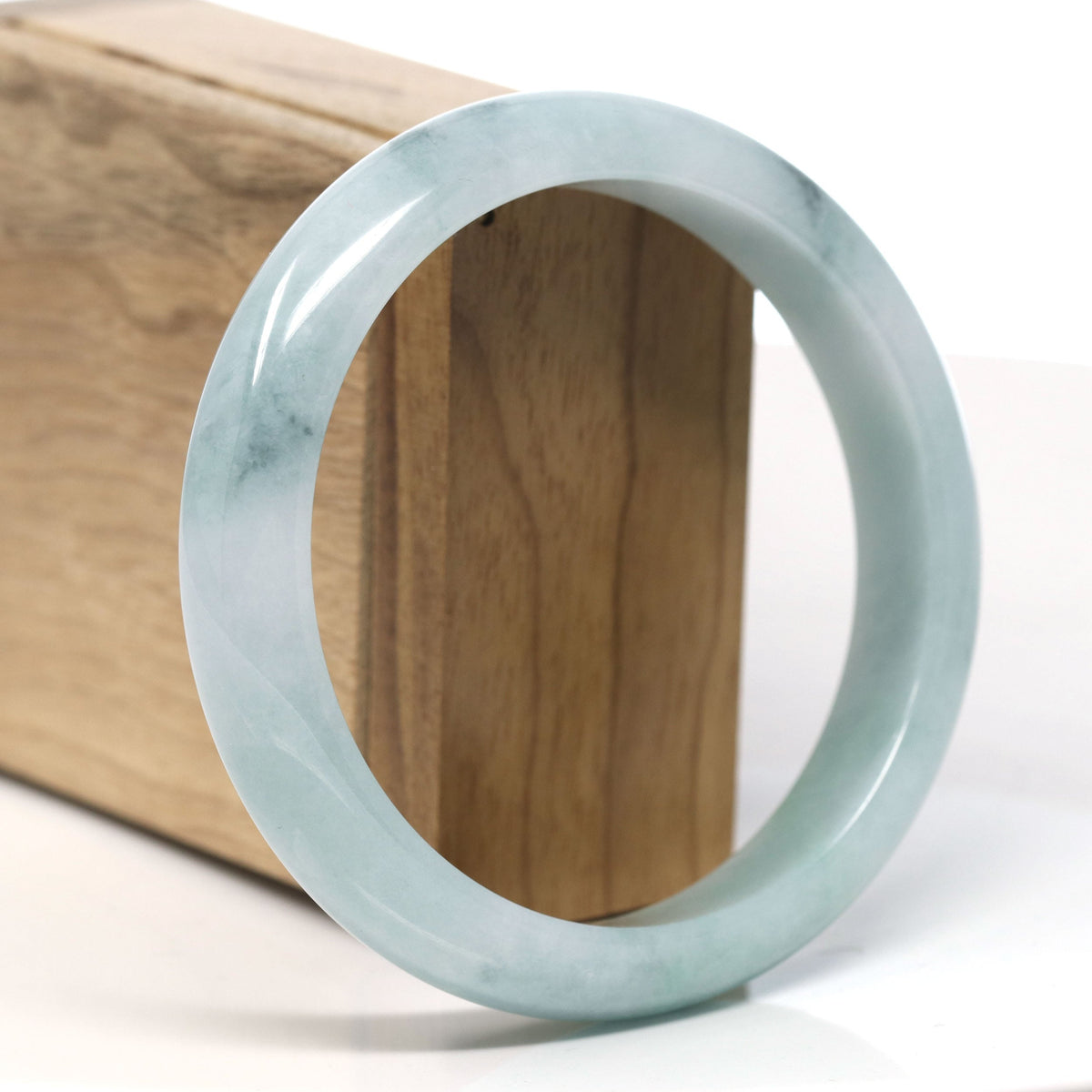 ™ "Classic Bangle" Genuine Jadeite Jade Lavender Green Bangle Bracelet (62.2mm)#T765