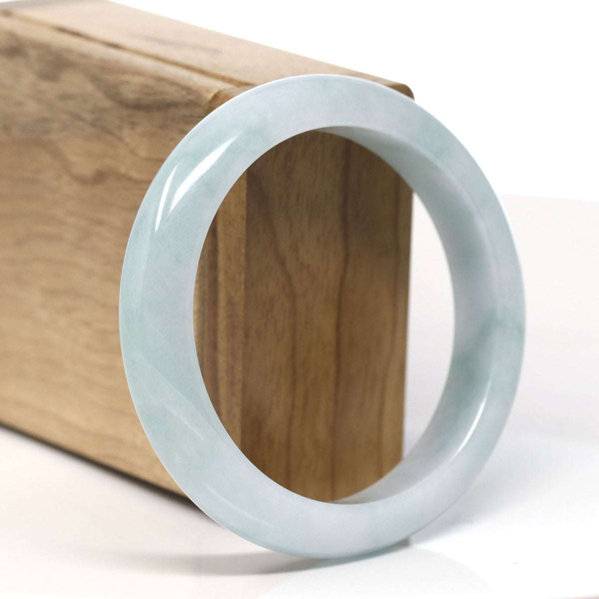 ™ "Classic Bangle" Genuine Jadeite Jade Green Bangle Bracelet (57.7 mm)#T761