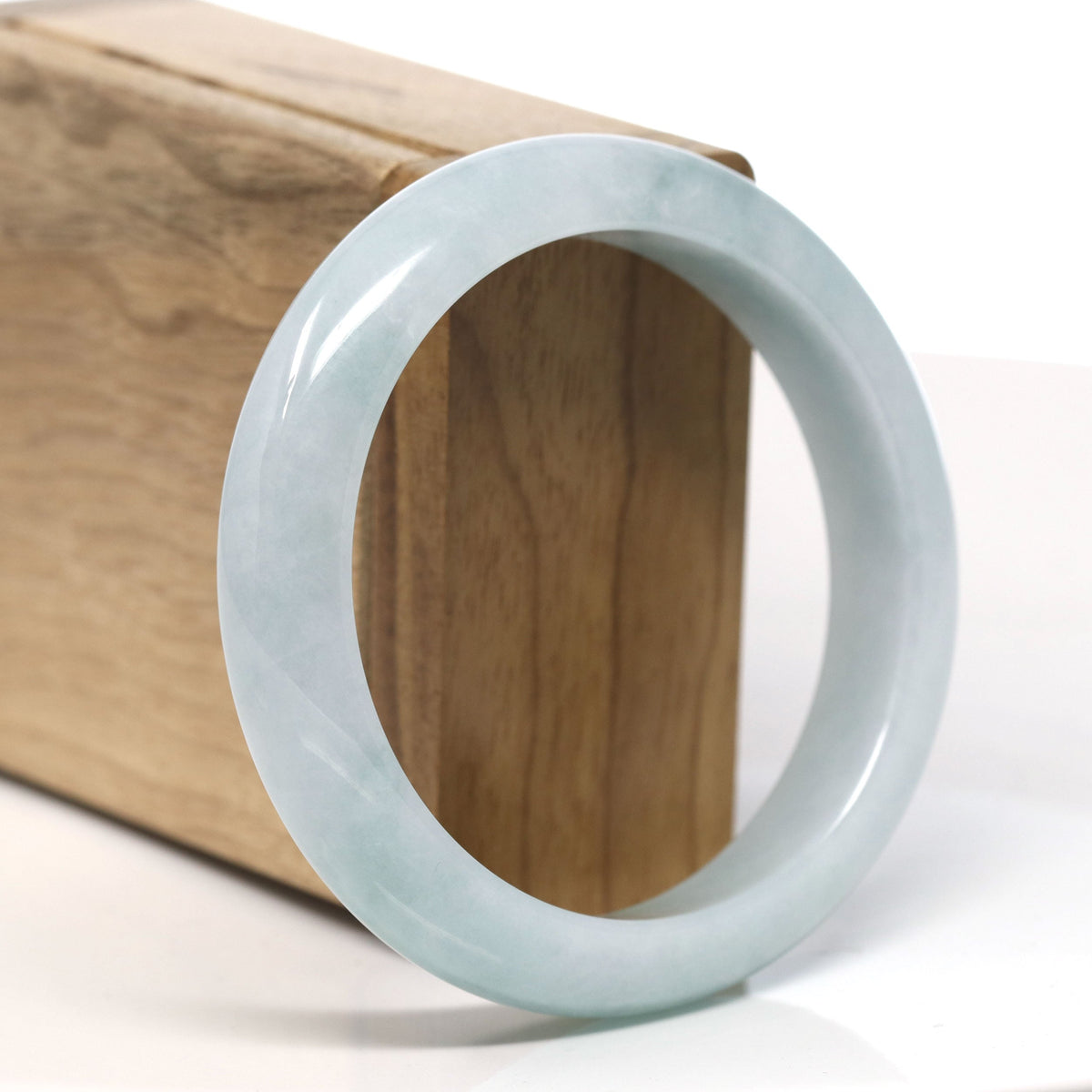 ™ "Classic Bangle" Genuine Jadeite Jade Green Bangle Bracelet (57.7 mm)#T761